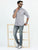 MEN'S GREY PRINT SLIM FIT SHIRT