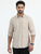 MEN'S BEIGE PRINT SLIM FIT SHIRT