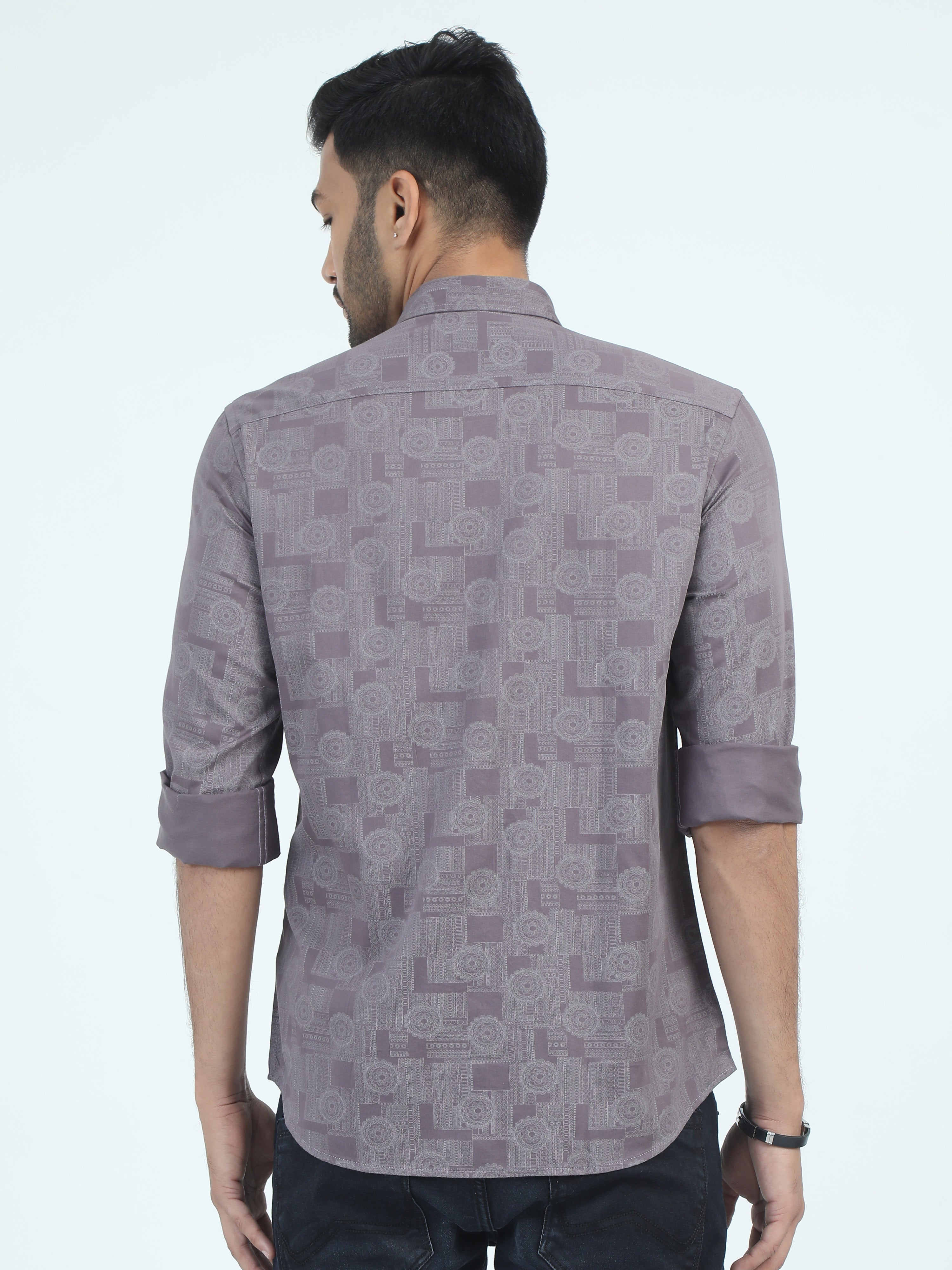 MEN'S PURPLE PRINT SLIM FIT SHIRT