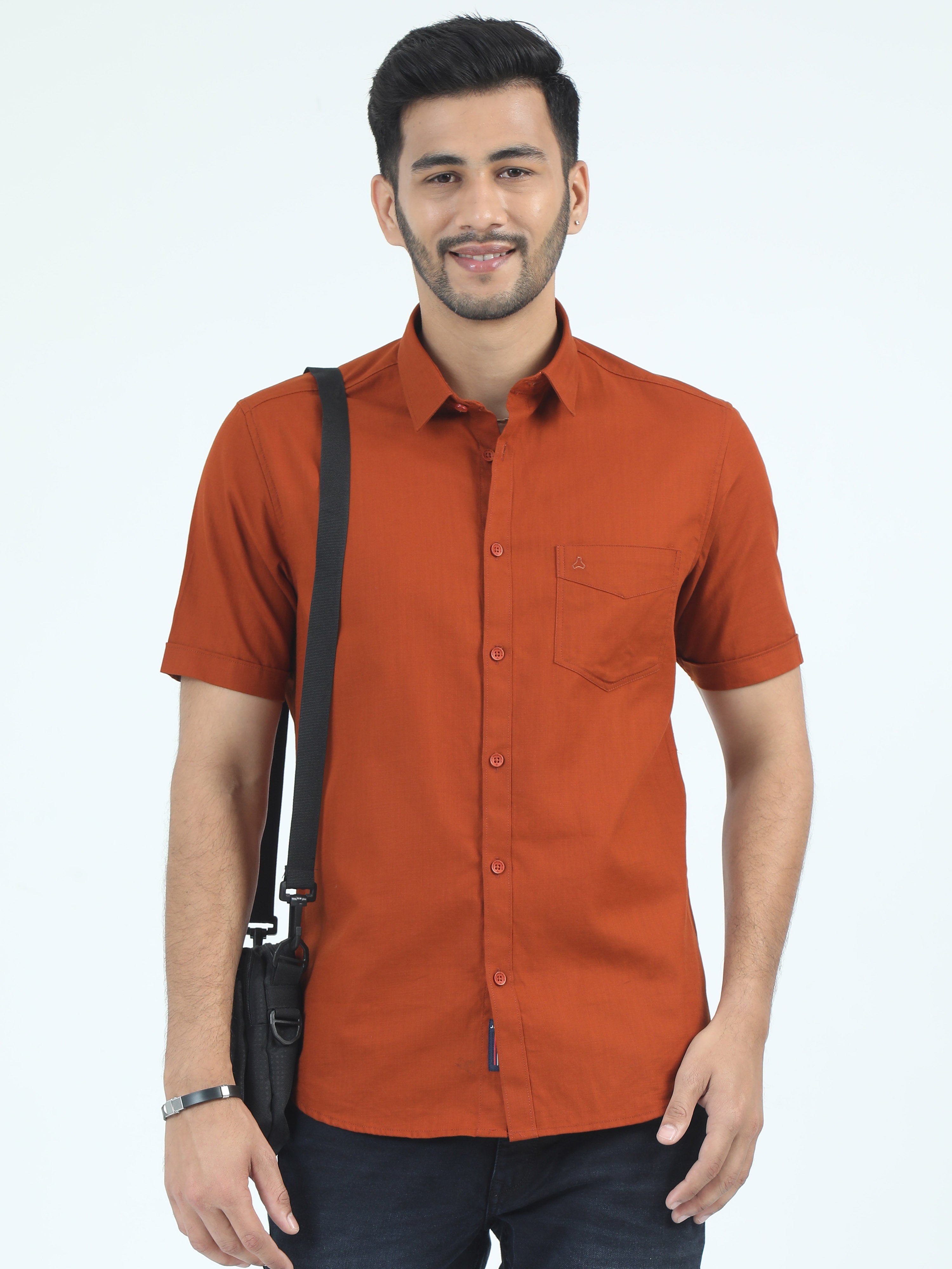 MEN'S RUST SOLID SLIM FIT SHIRT