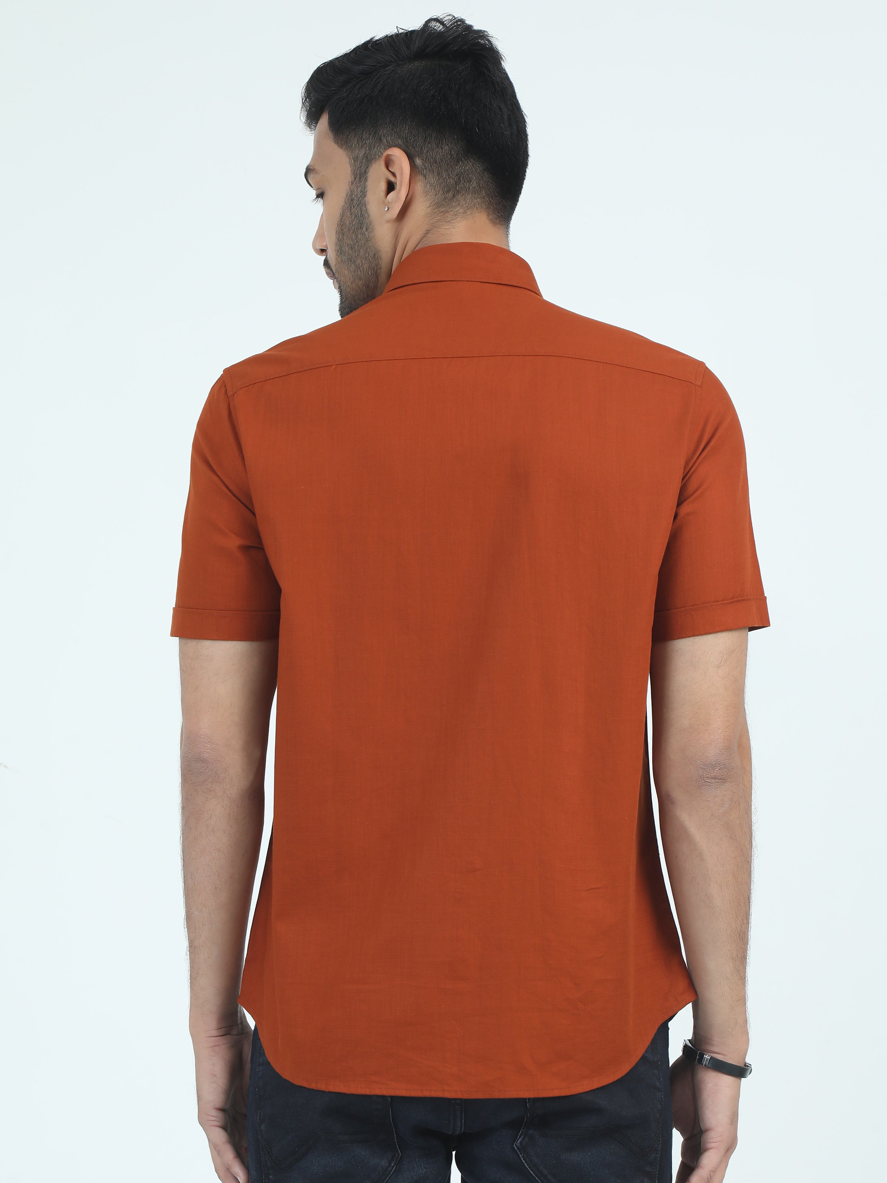 MEN'S RUST SOLID SLIM FIT SHIRT