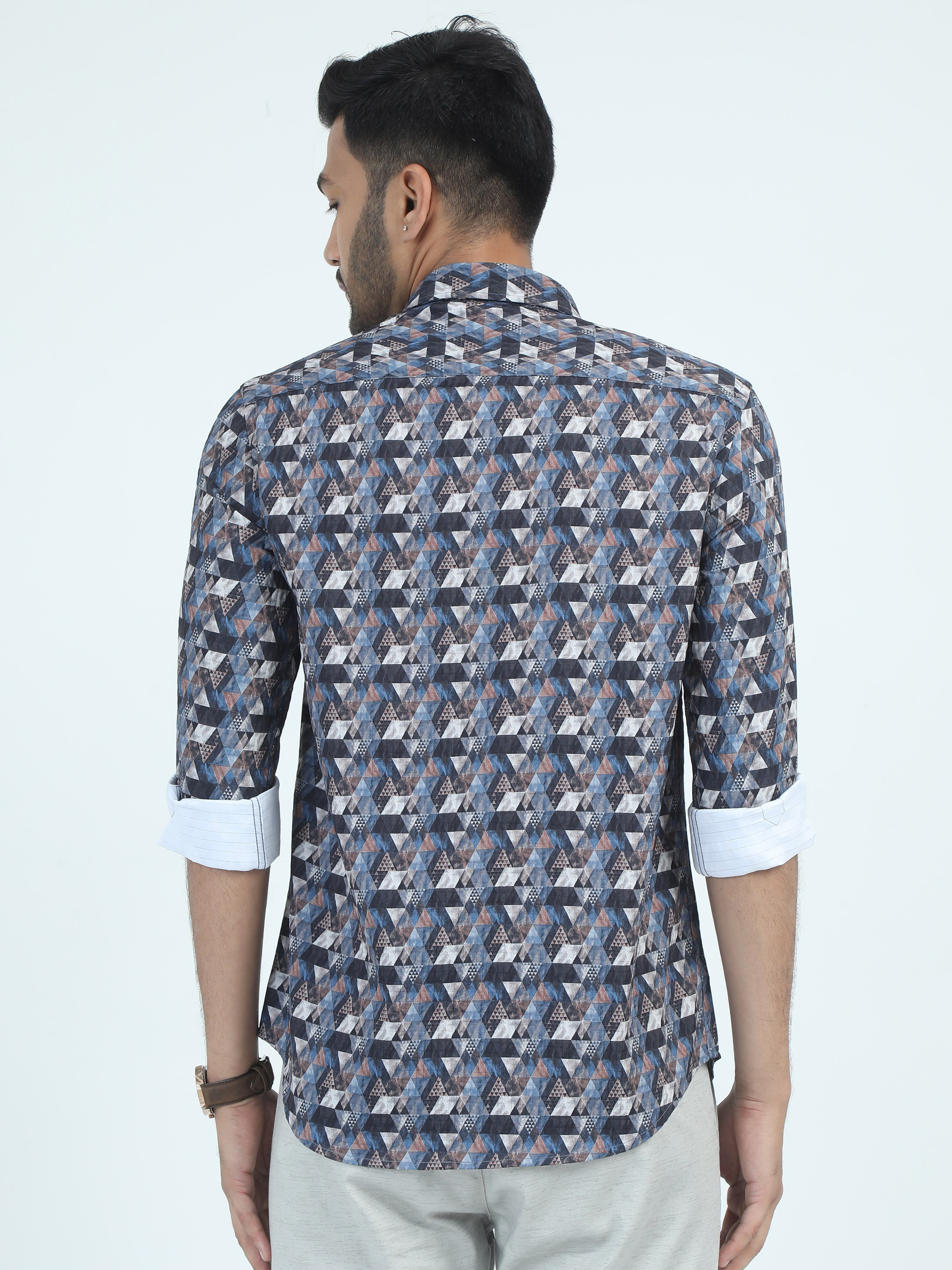 MEN'S BLACK PRINT SLIM FIT SHIRT