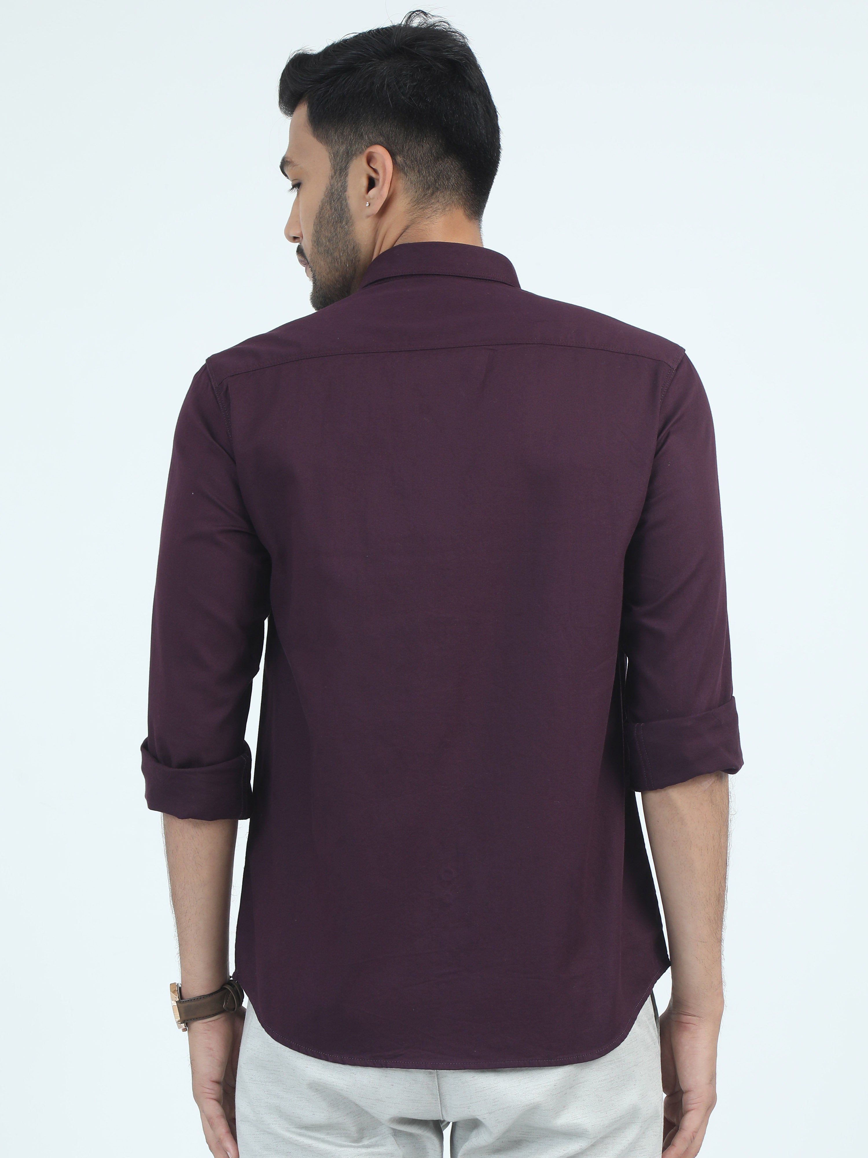 MEN'S PURPLE SOLID SLIM FIT SHIRT