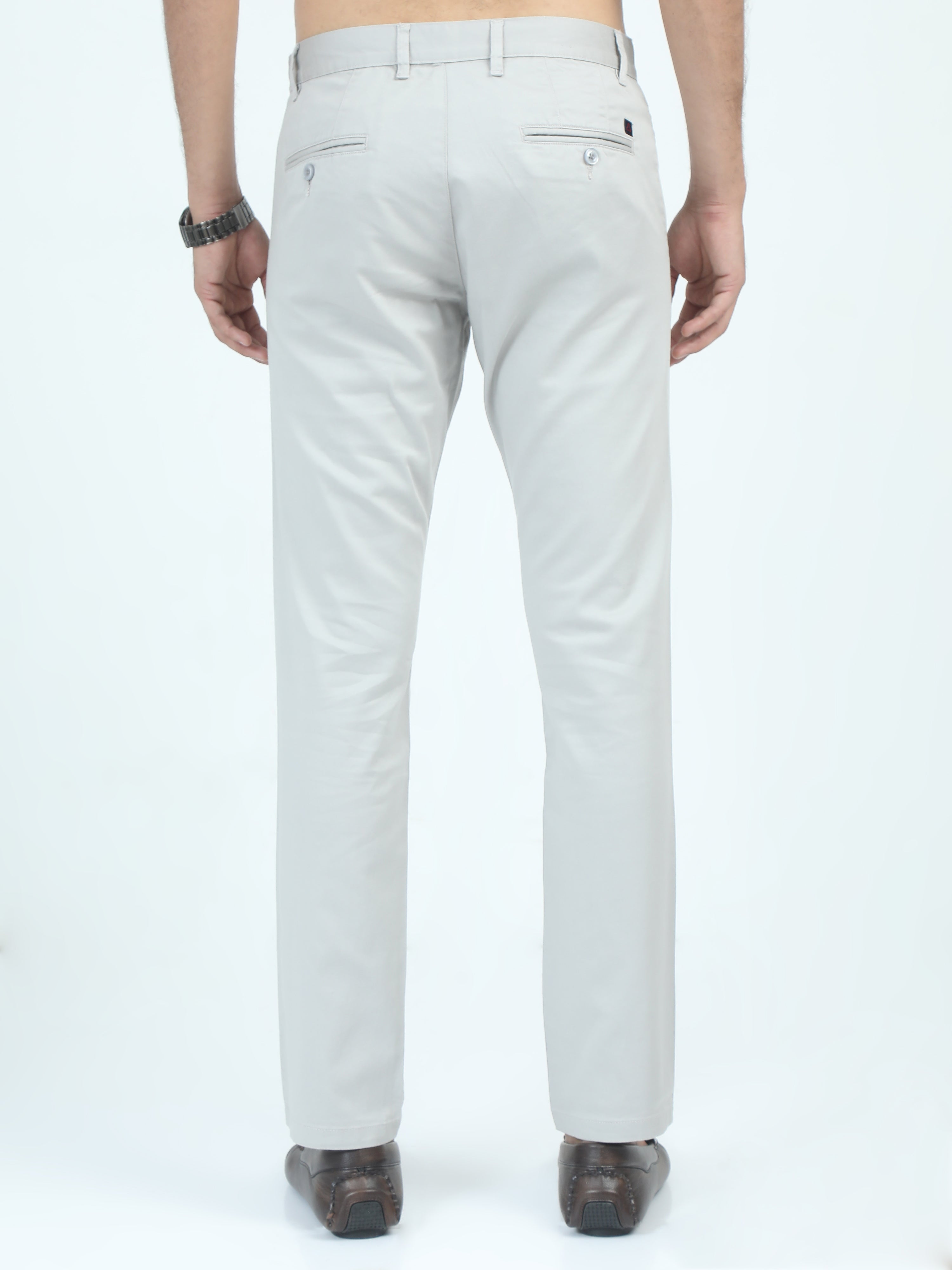 MEN'S  LT.GREY SOLID SLIM FIT TROUSER