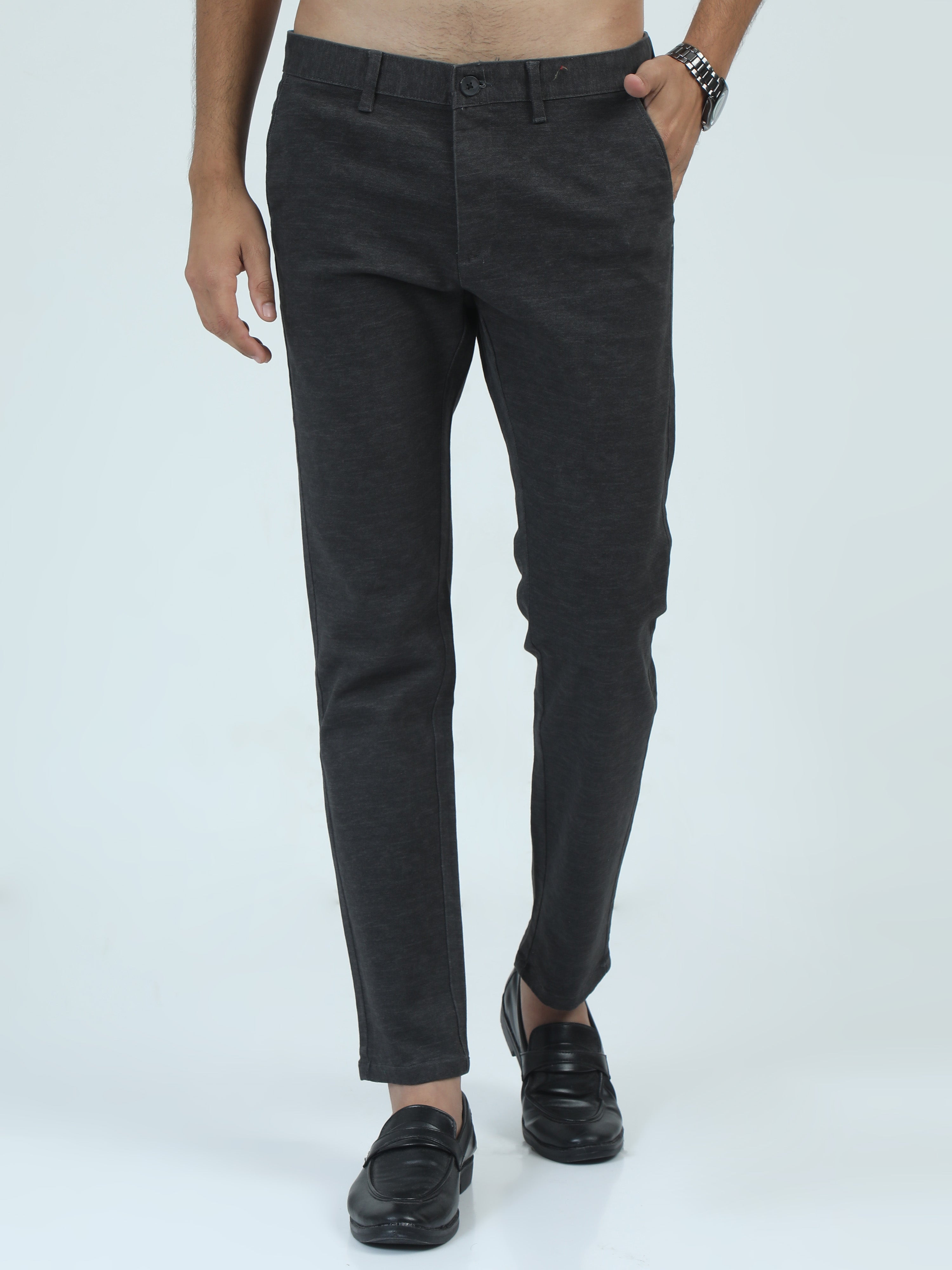 MEN'S DK.GREY PRINT SLIM FIT TROUSER