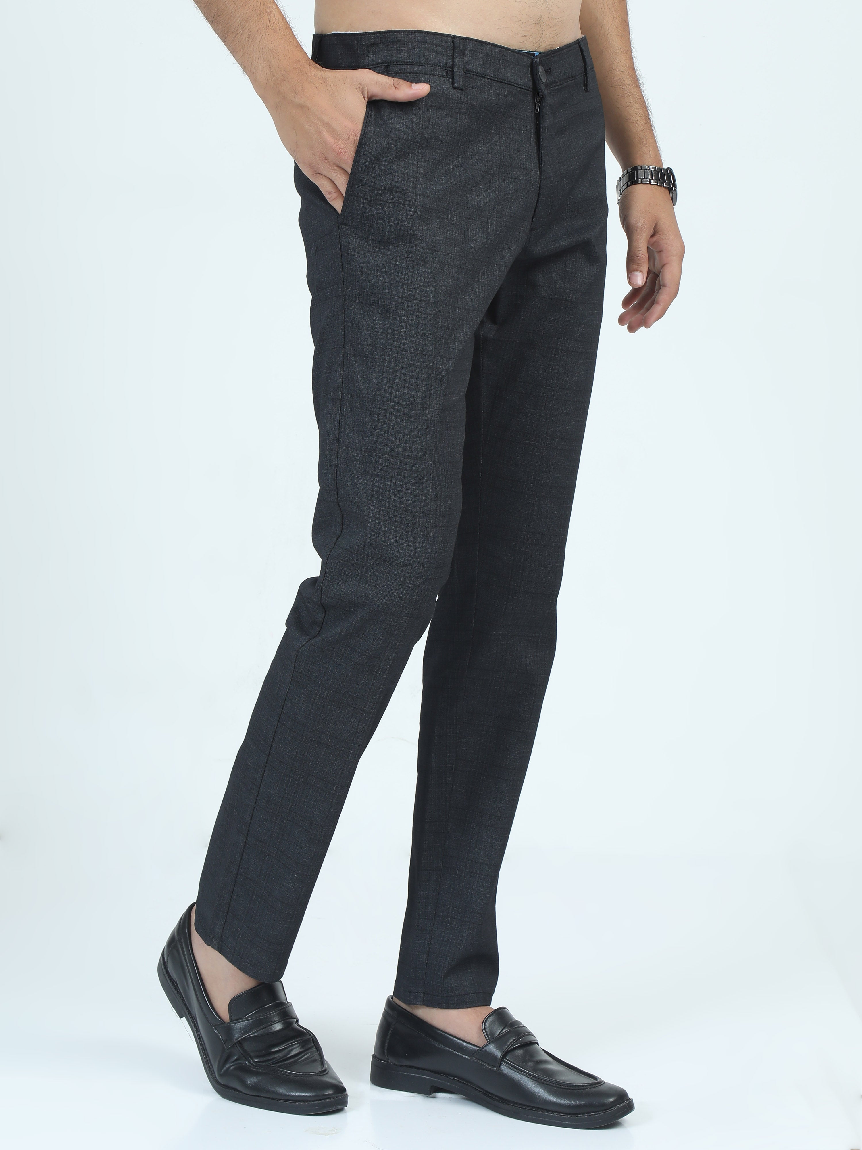 MEN'S BLACK SOLID SLIM FIT TROUSER