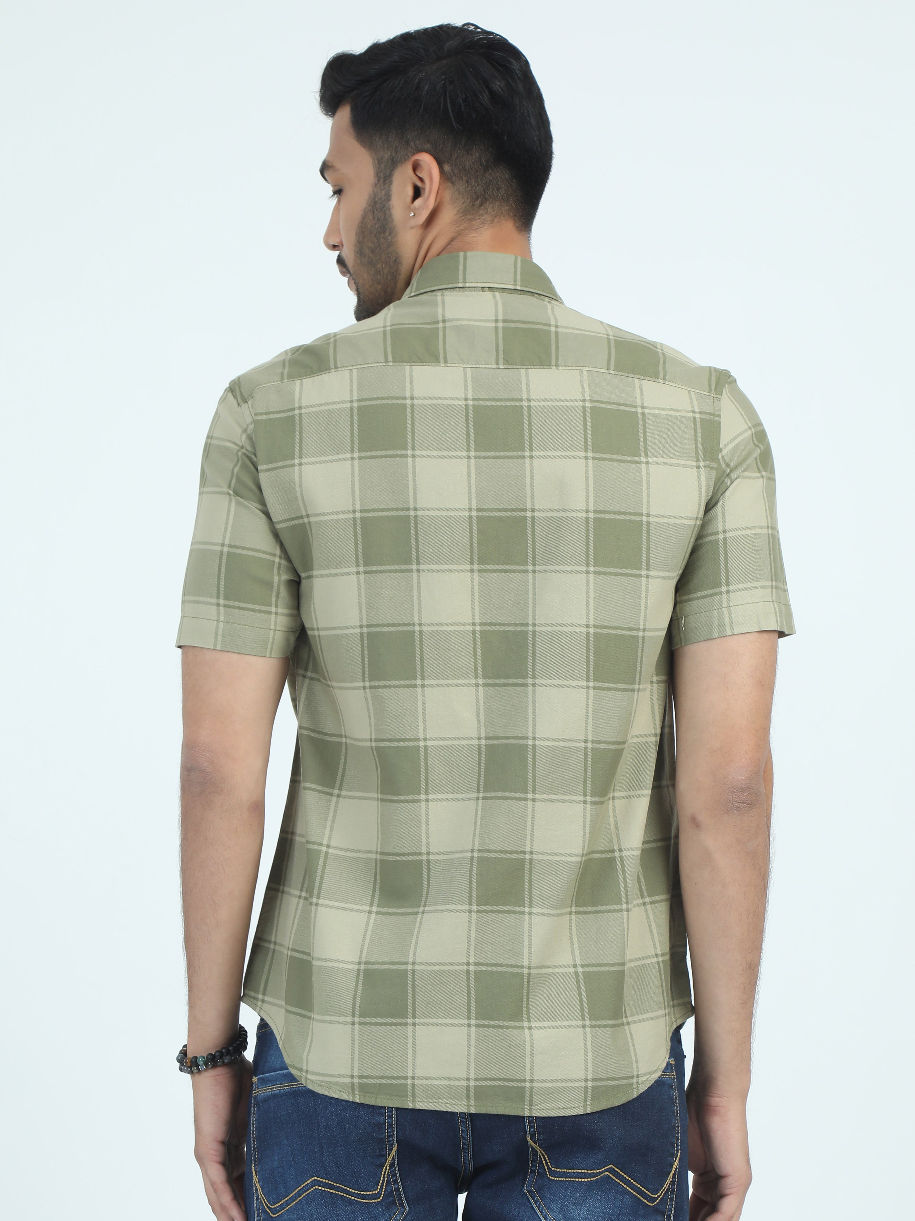 MEN'S DK.GREEN CHECKS SLIM FIT SHIRT