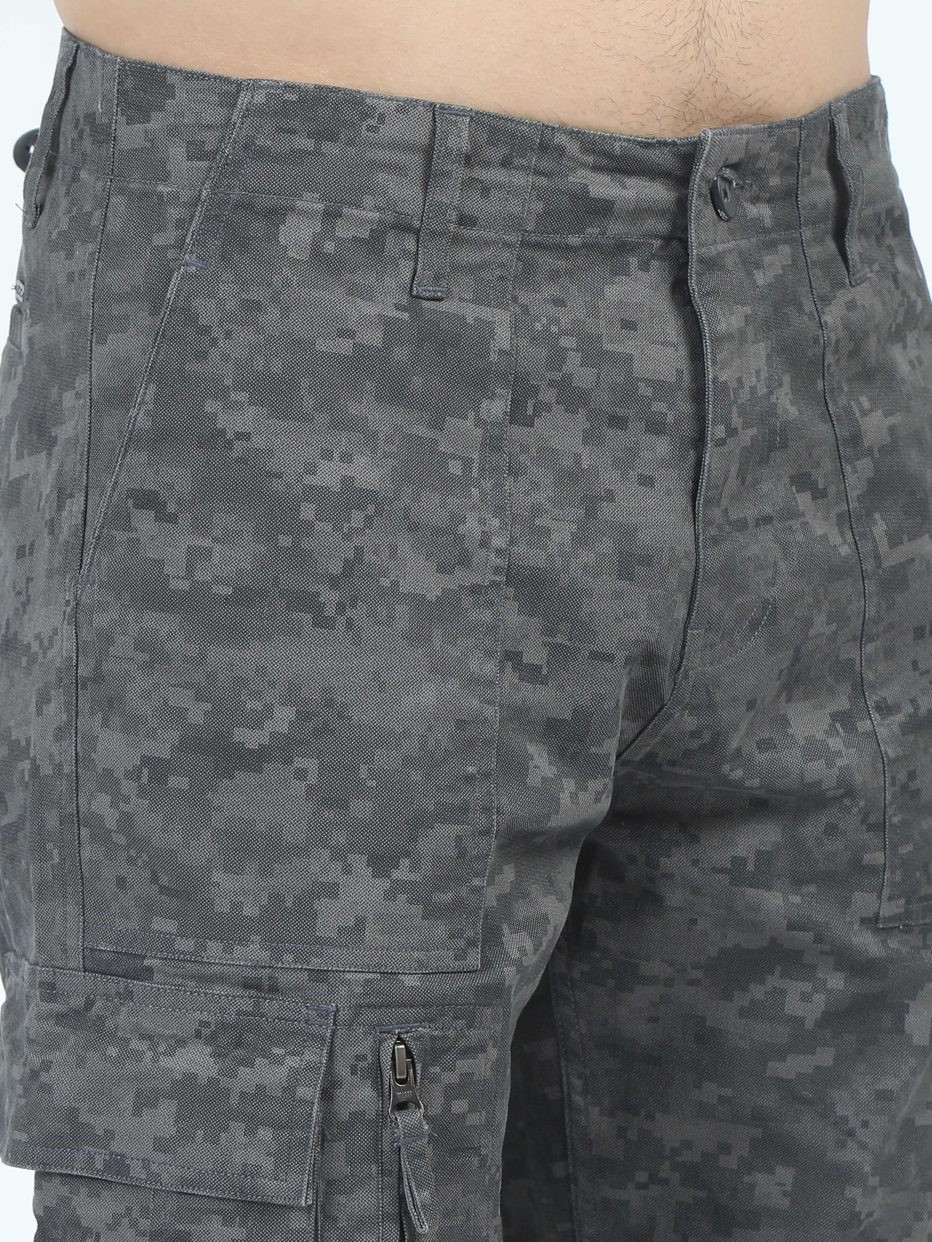 MEN'S GREY PRINT REGULAR FIT CARGO