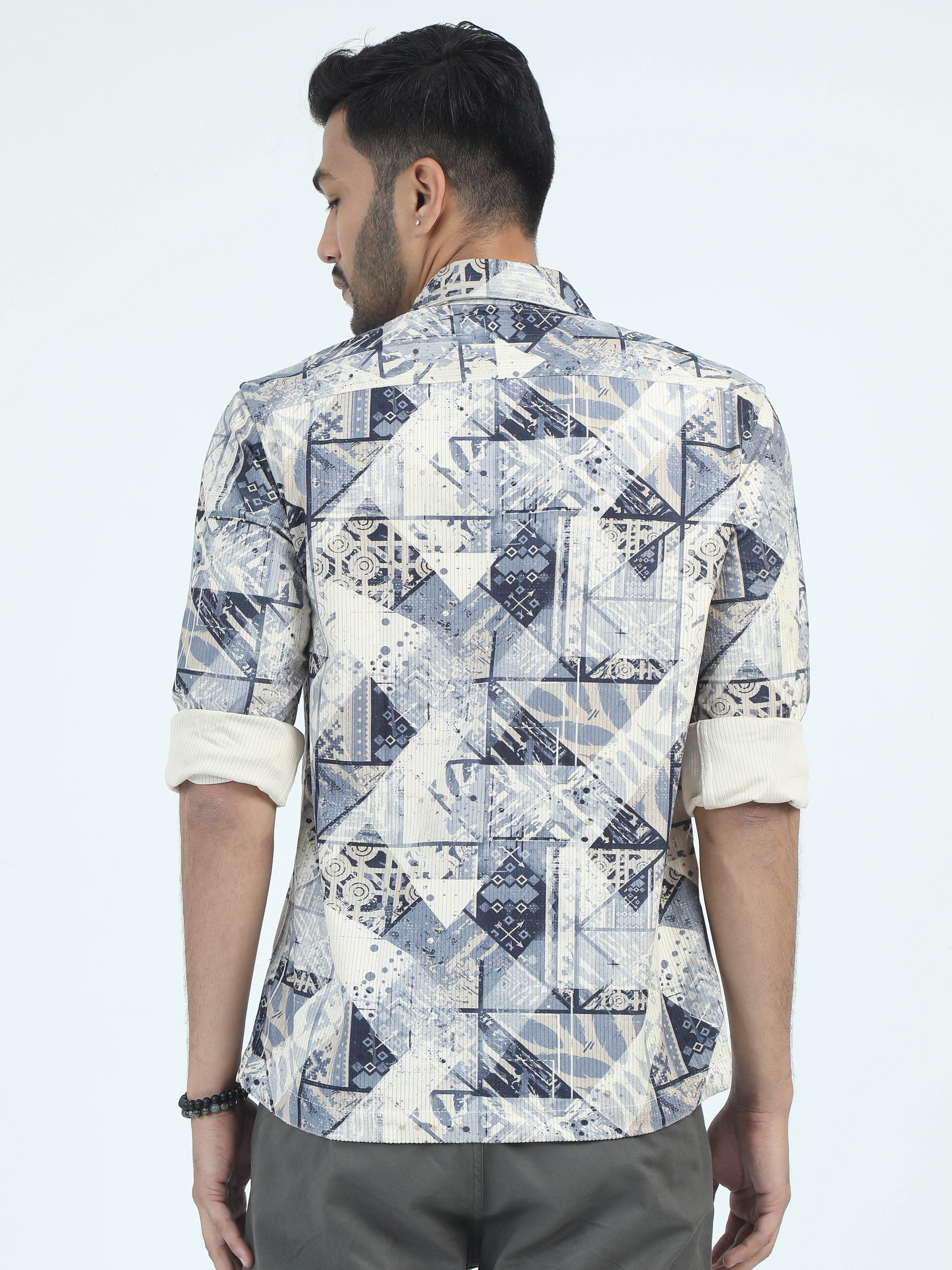 MEN'S NAVY PRINT SLIM FIT SHACKET