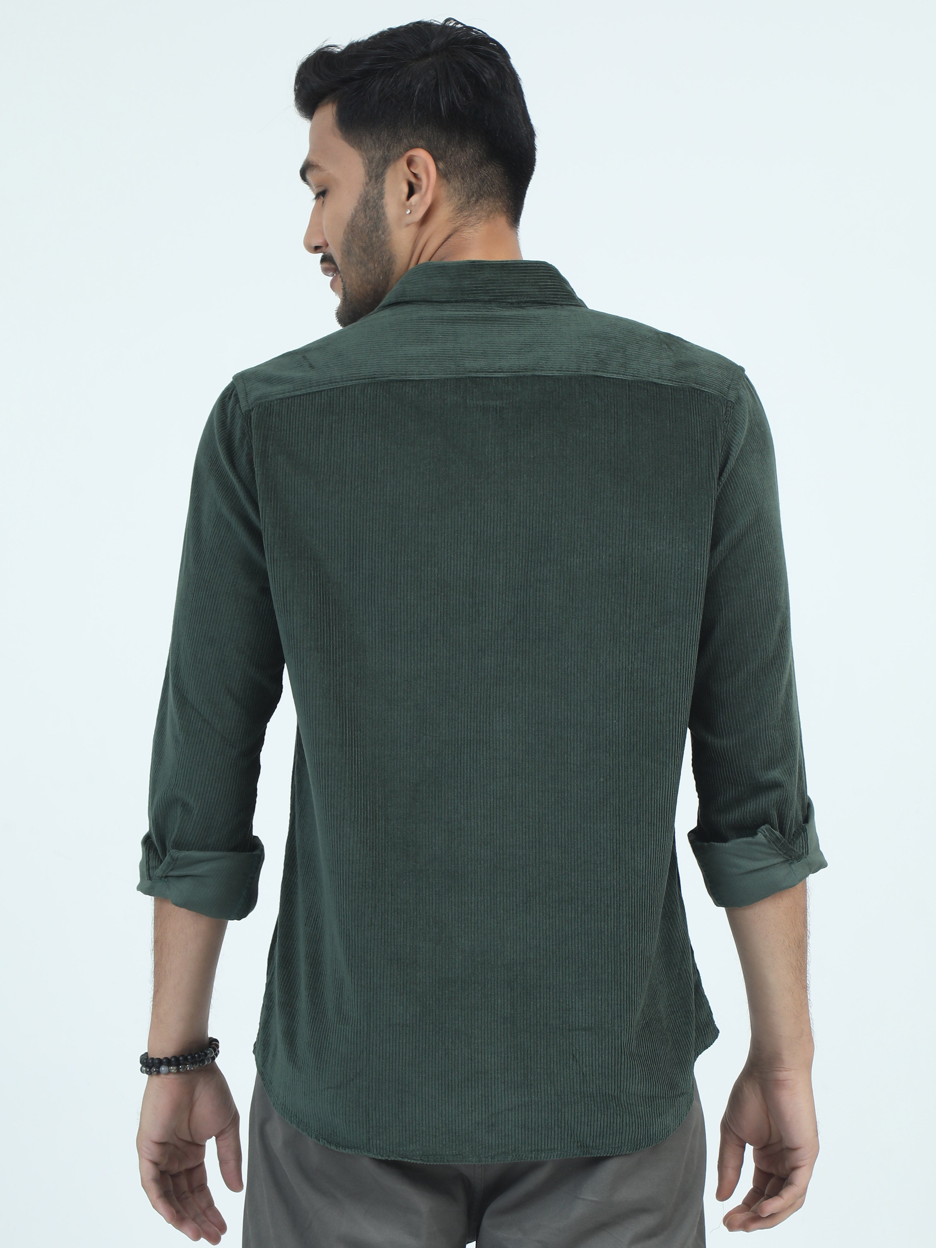 MEN'S GREEN STRIPES SLIM FIT SHIRT