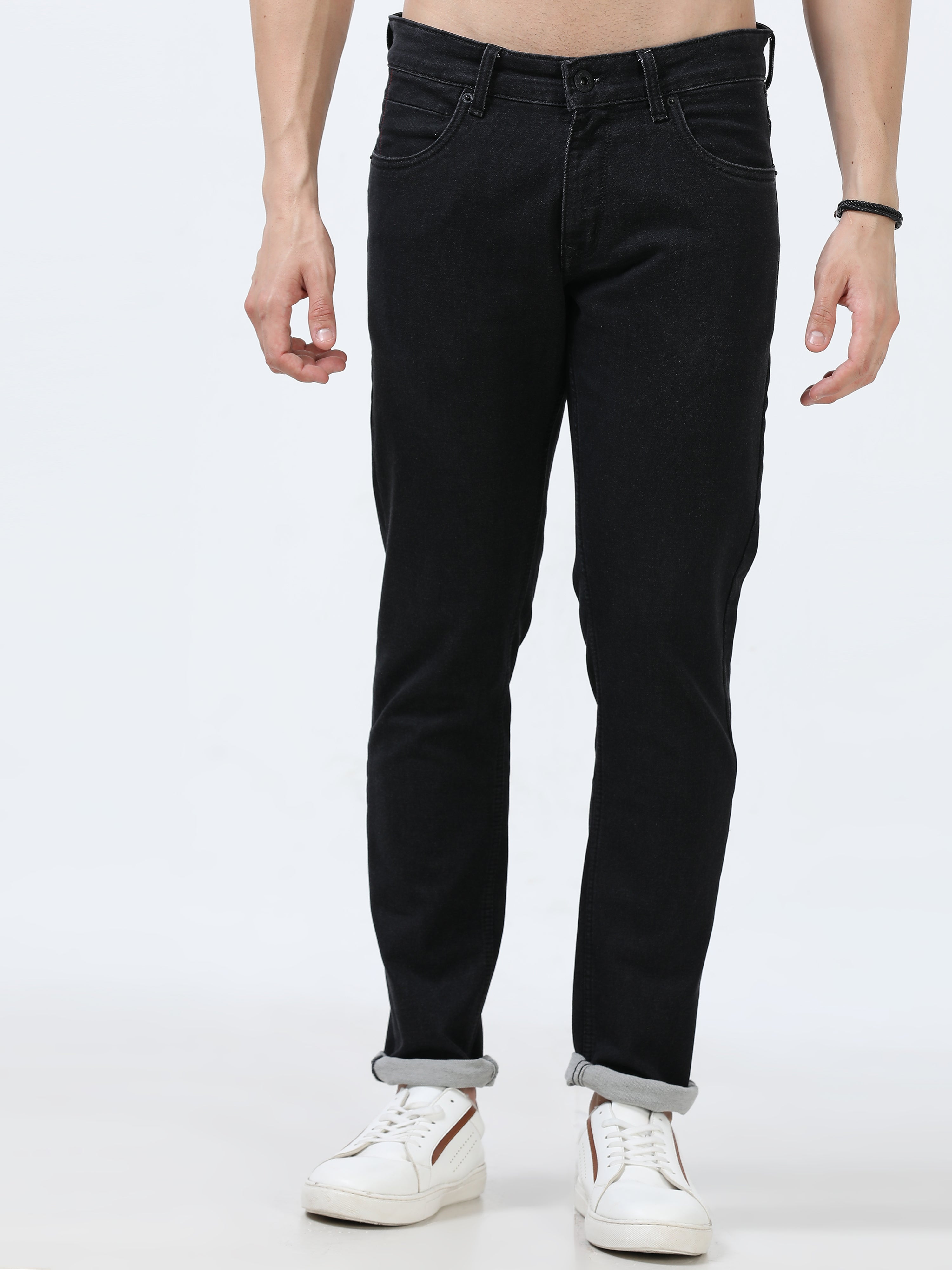 MEN'S BLACK SOLID SLIM FIT JEANS