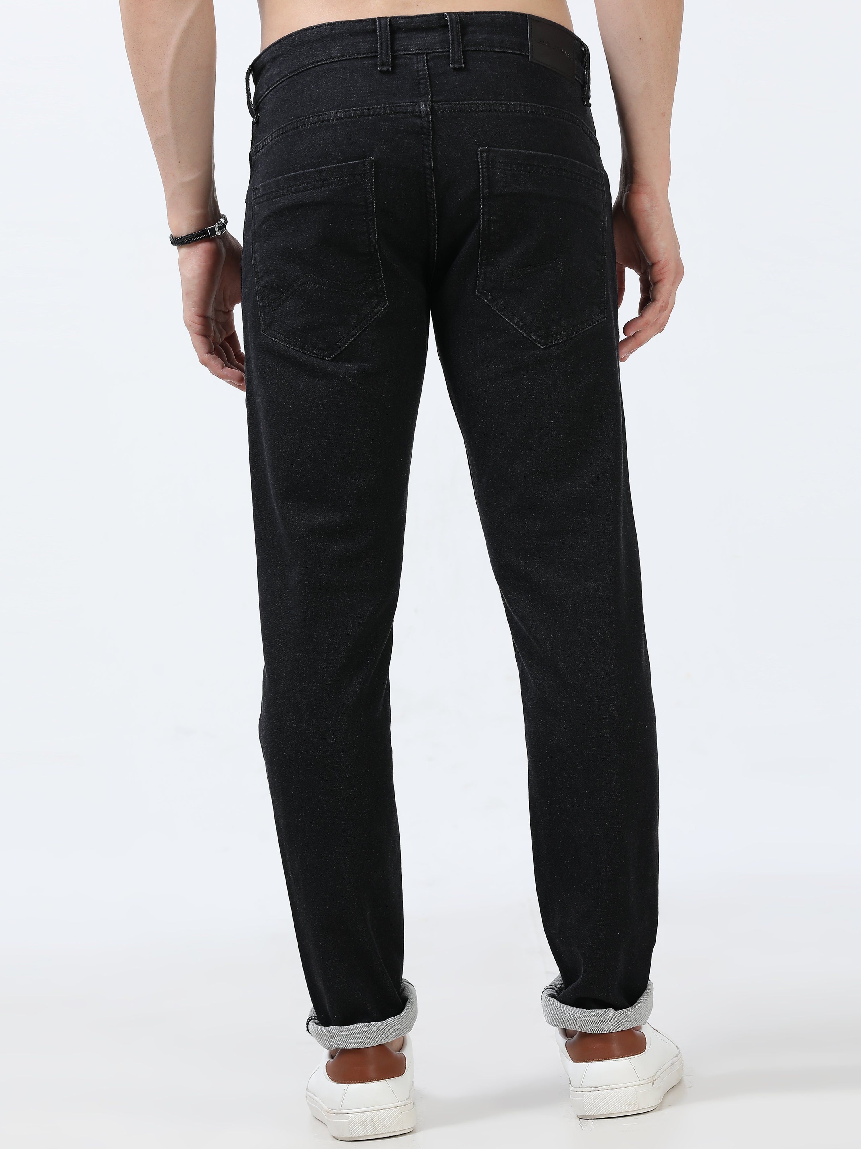 MEN'S BLACK SOLID SLIM FIT JEANS