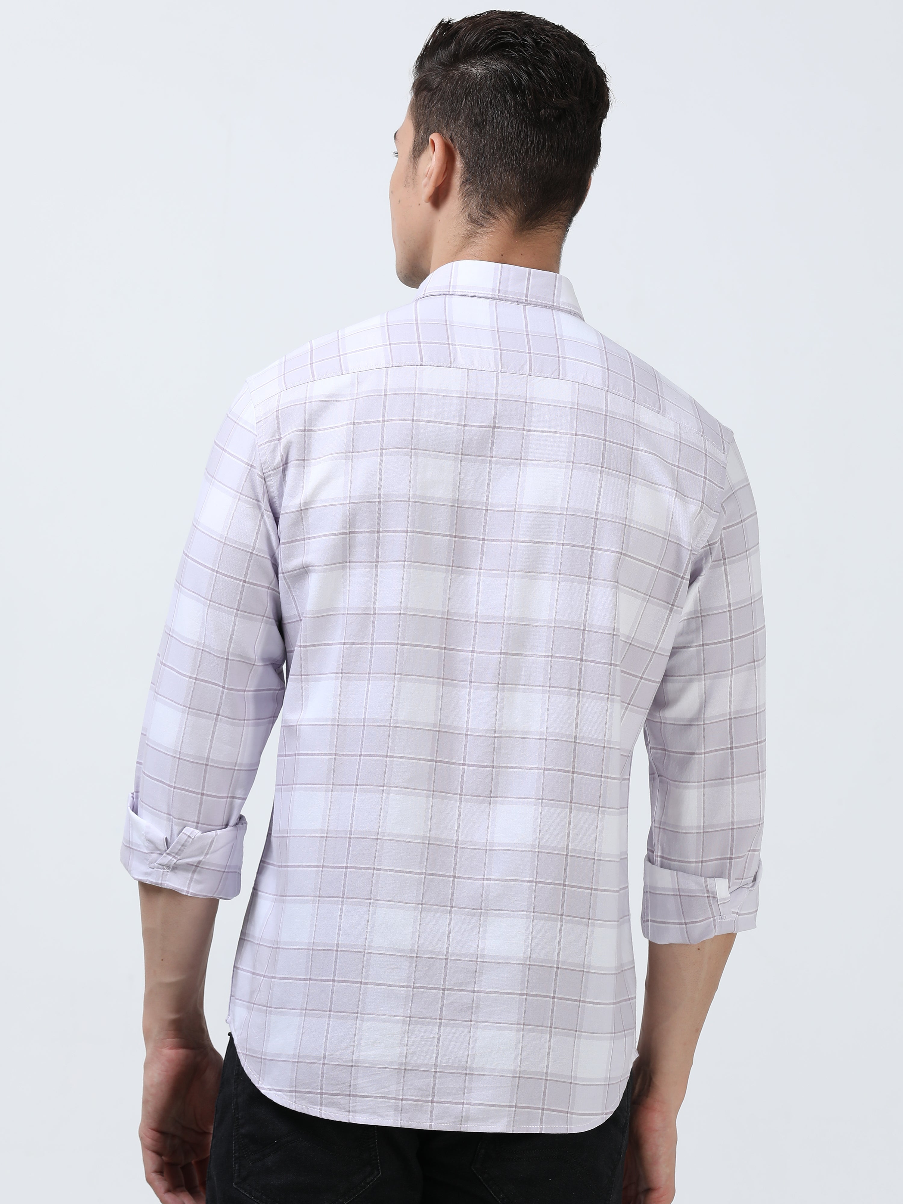 MEN'S LT.PURPLE CHECKED SLIM FIT SHIRT