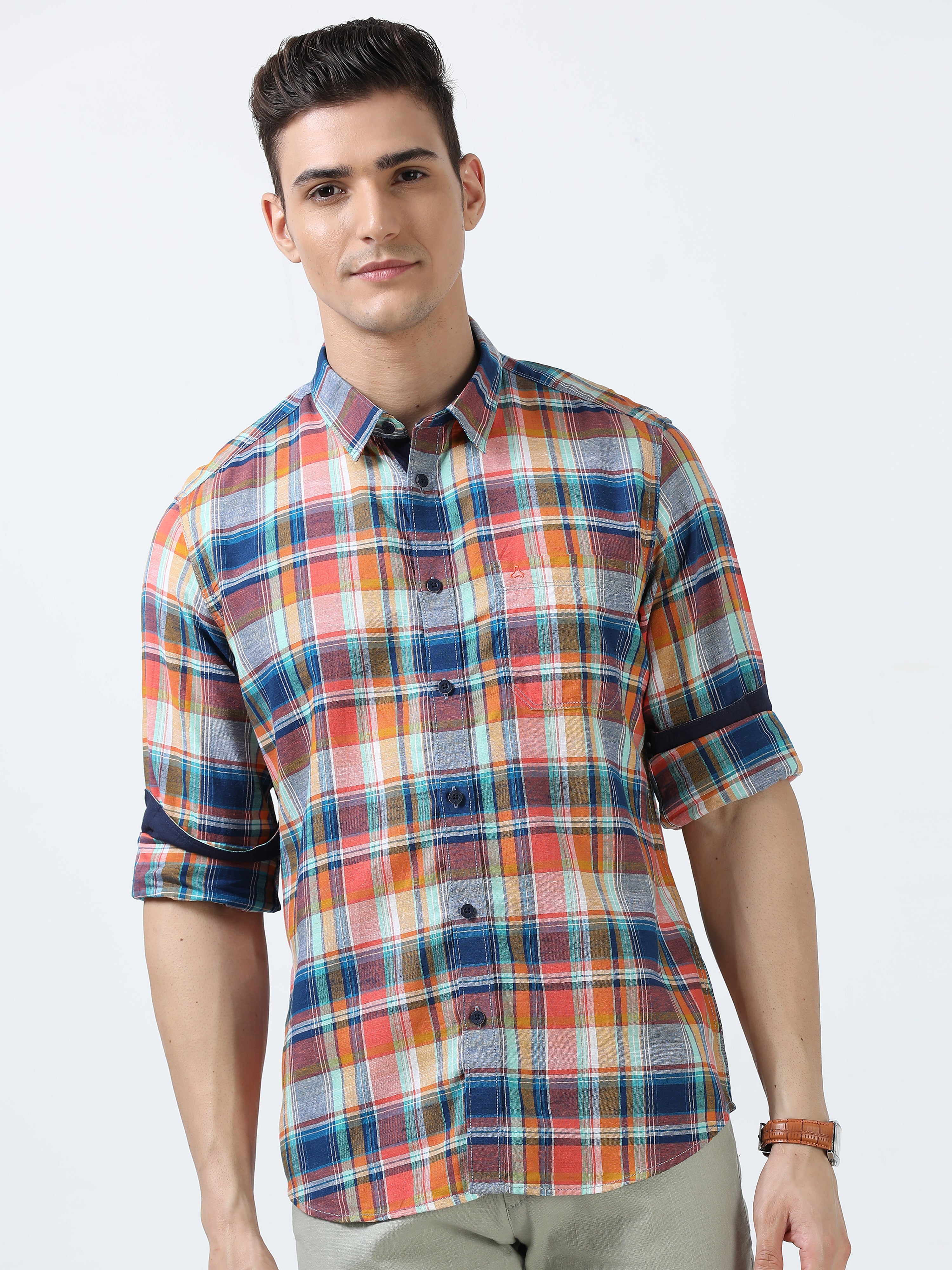 MEN'S PINK CHECKS SLIM FIT SHIRT