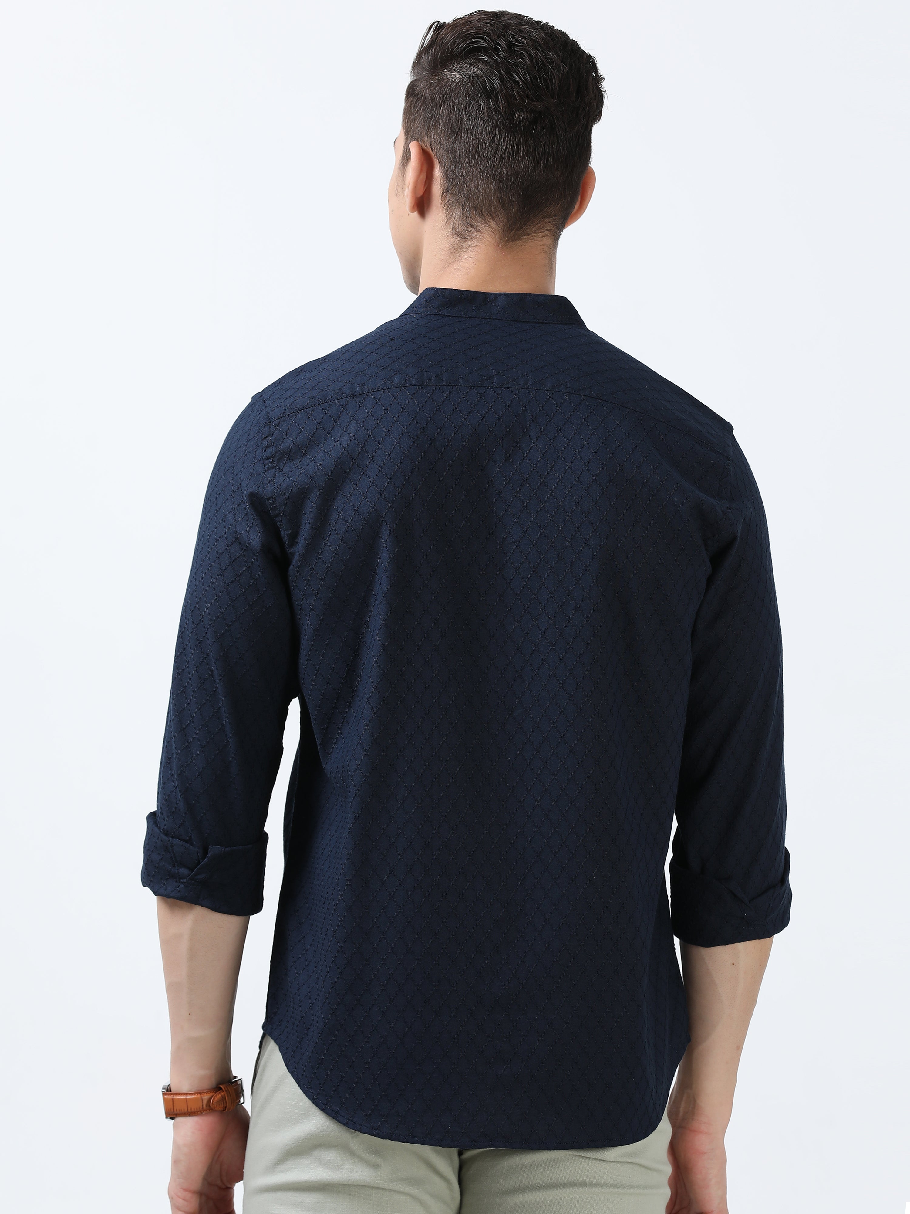 MEN'S INDIGO SOLID SLIM FIT SHIRT