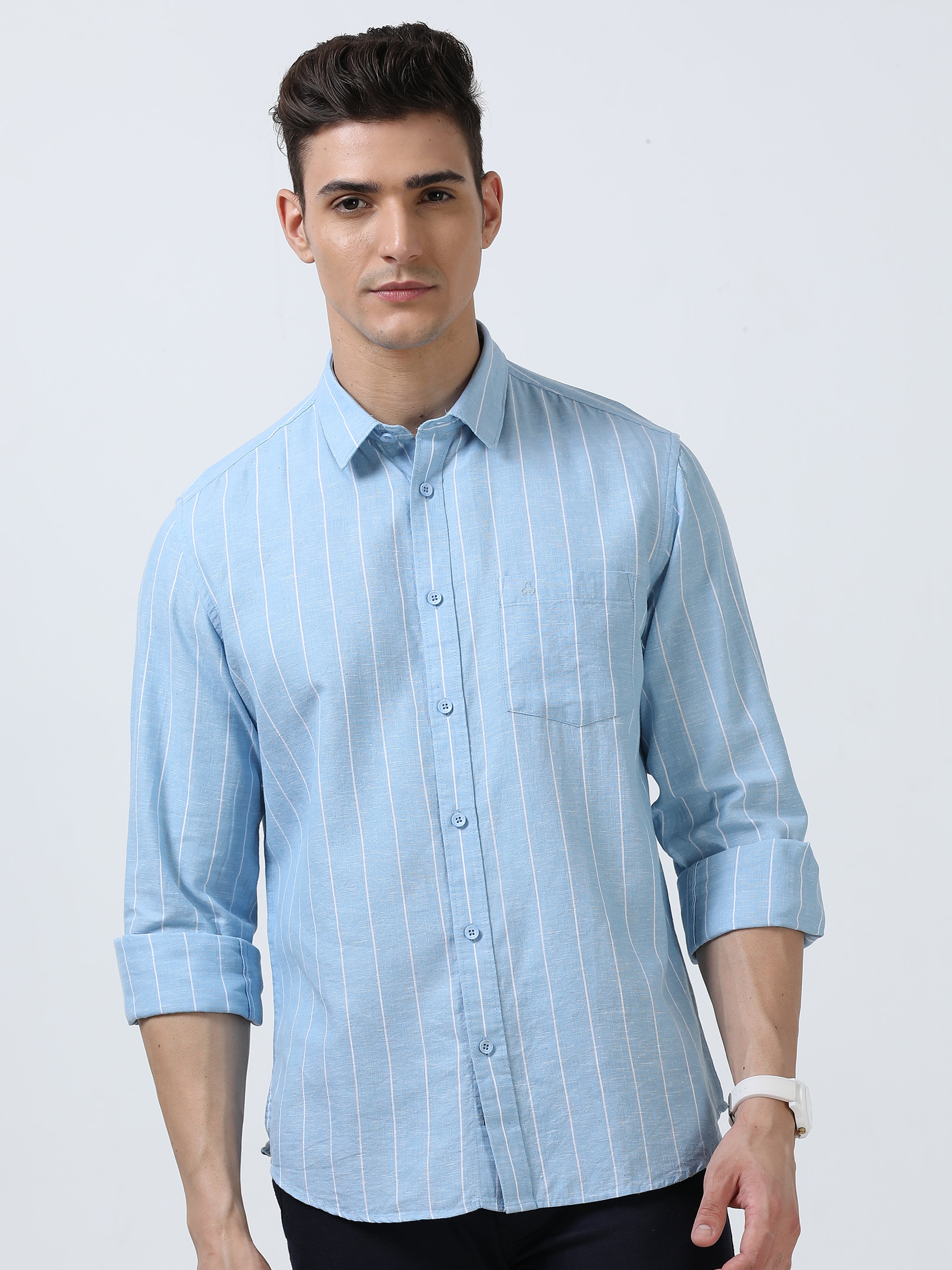 MEN'S BLUE STRIPES SLIM FIT SHIRT