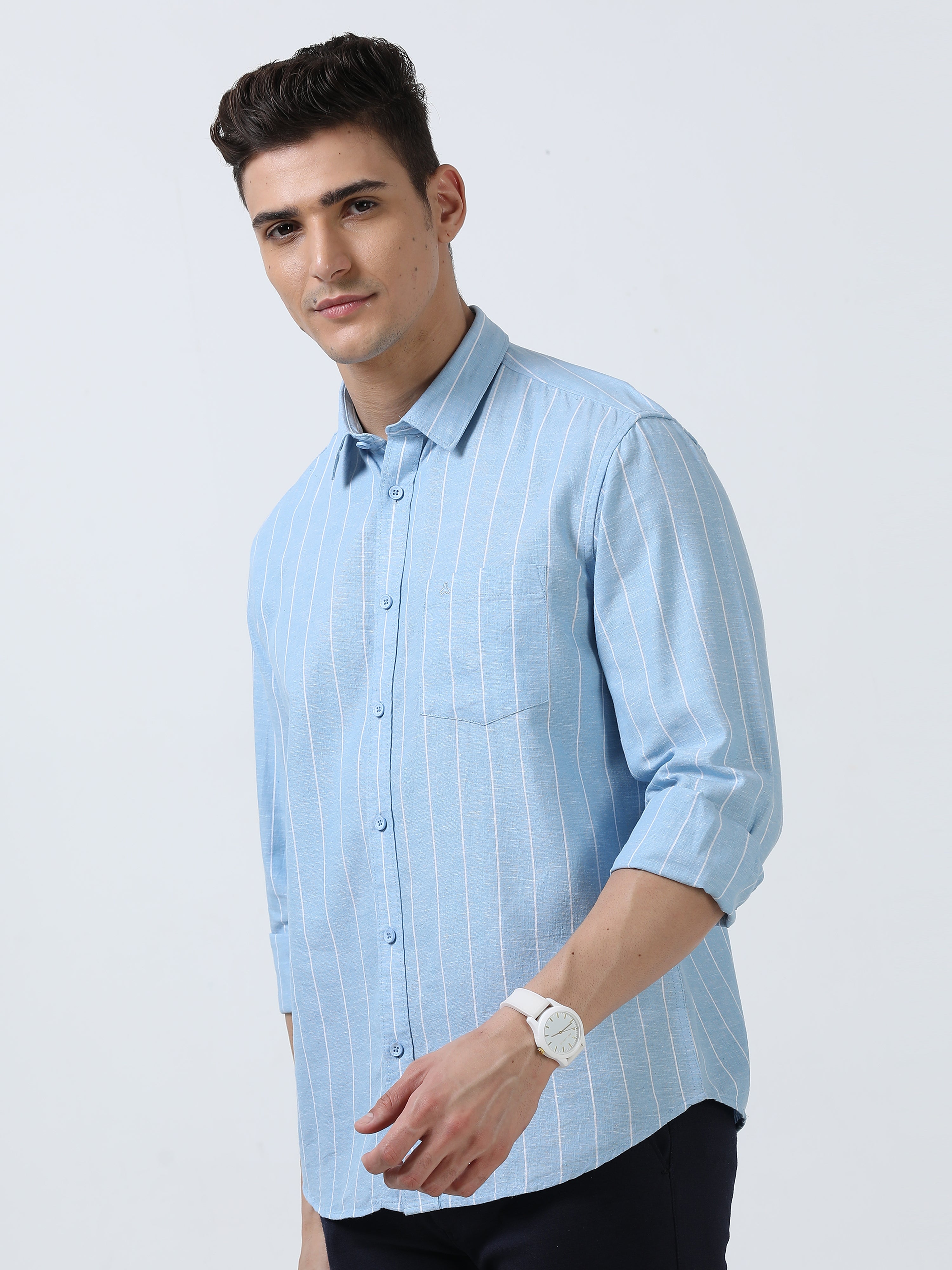 MEN'S BLUE STRIPES SLIM FIT SHIRT