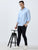 MEN'S LINEN SKY BLUE SOLID SLIM FIT SHIRT