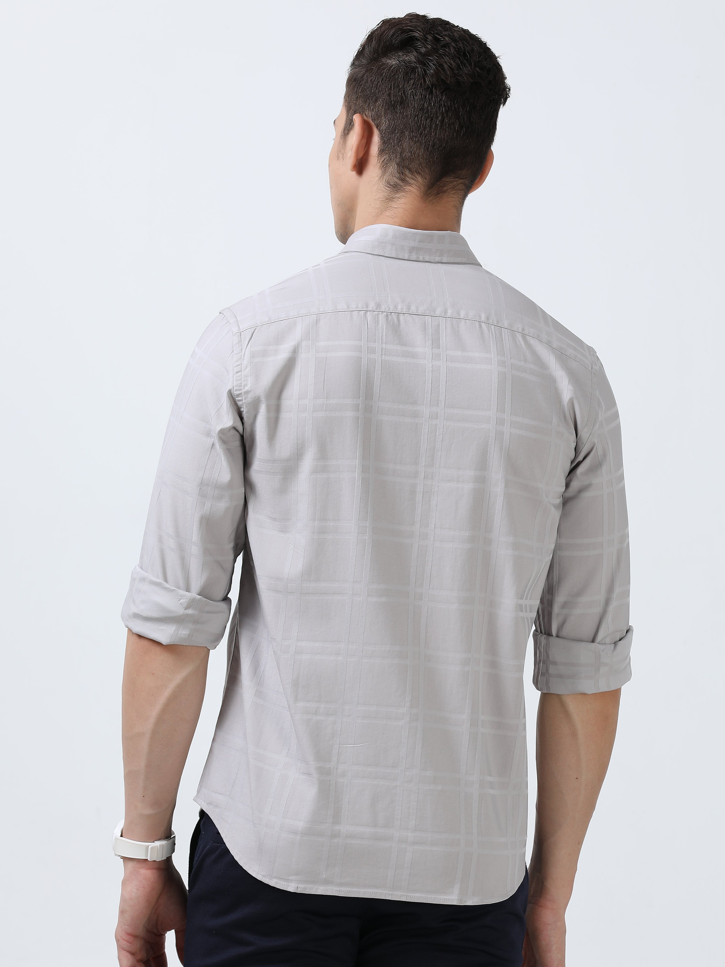 MEN'S LT.GREY-SOLID SLIM FIT SHIRT