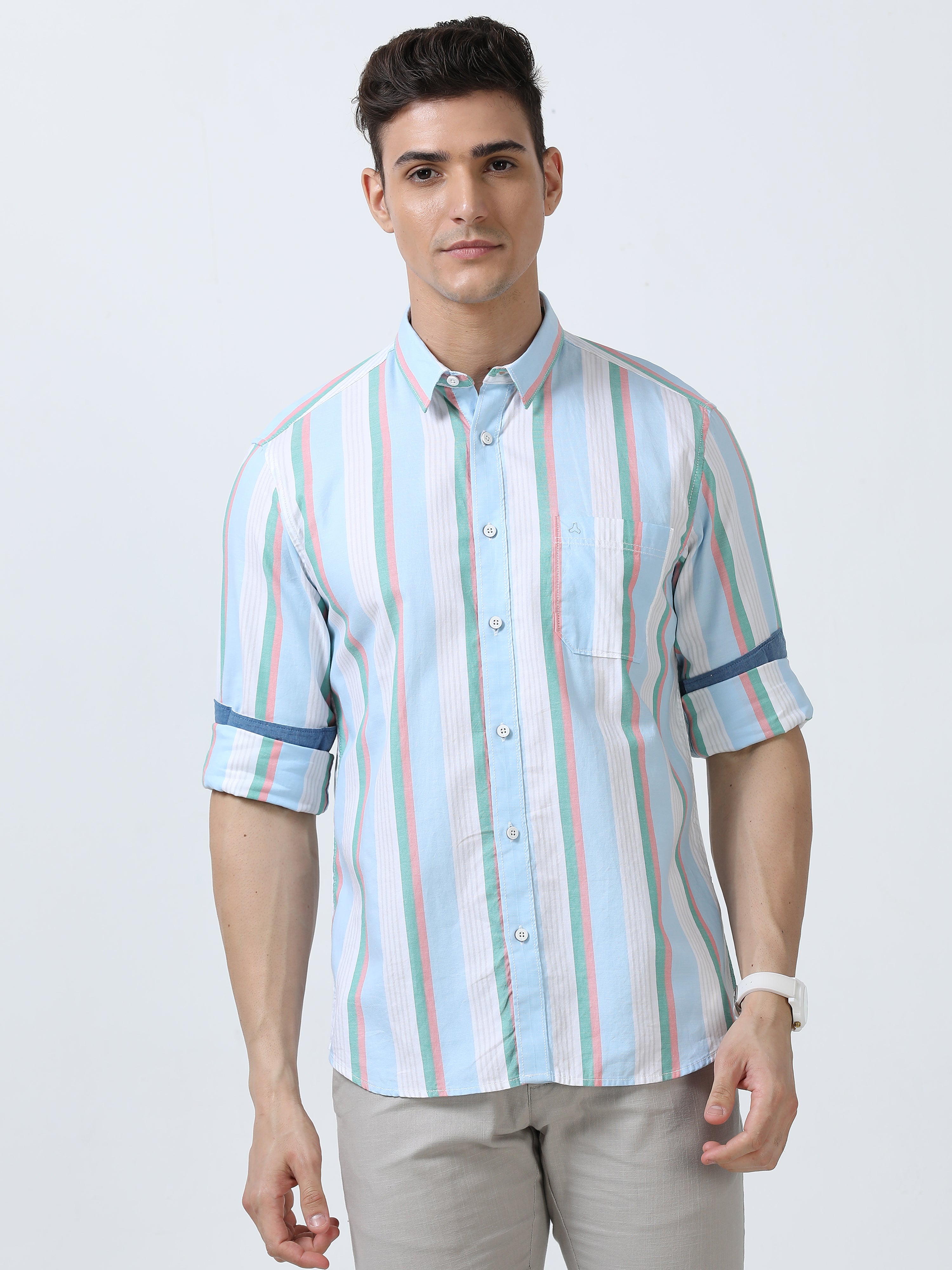 MEN'S BLUE STRIPES SLIM FIT SHIRT