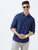 MEN'S LINEN ROYAL BLUE  SOLID  SLIM FIT SHIRT