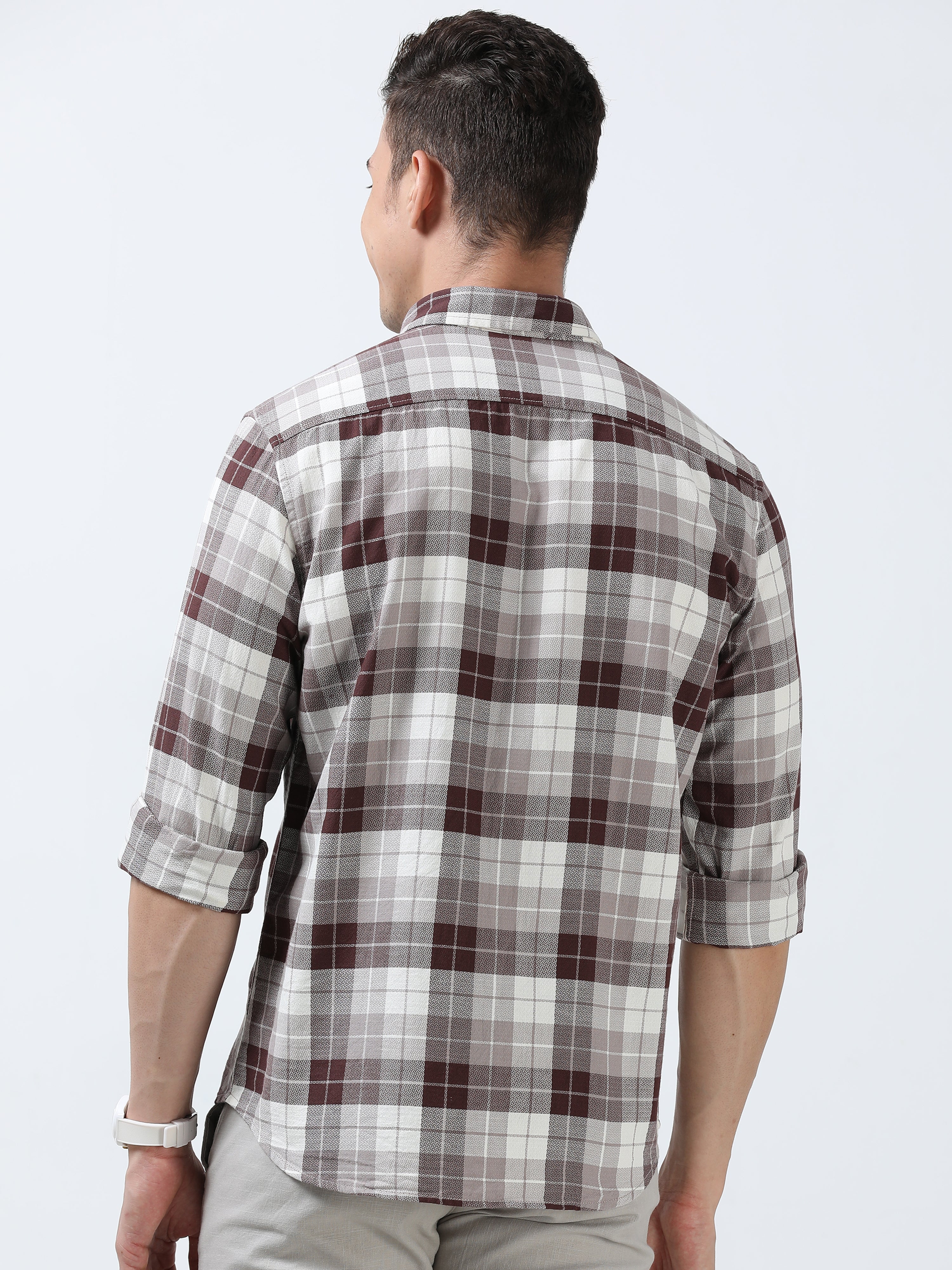 MEN'S DK.PINK CHECKS  SLIM FIT SHIRT