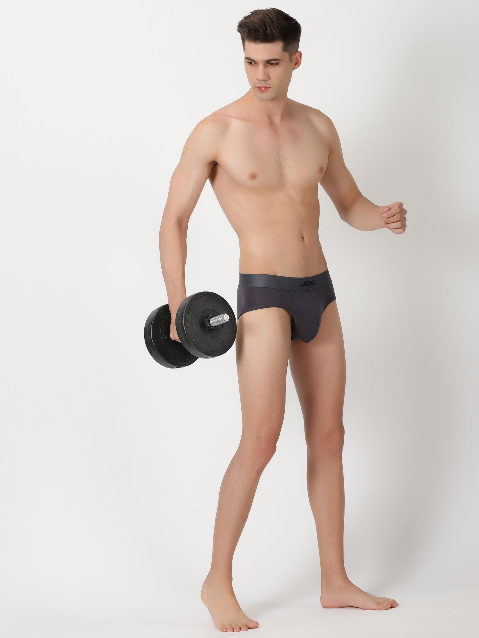 MEN'S Grey SOLID REGULAR FIT BRIEF