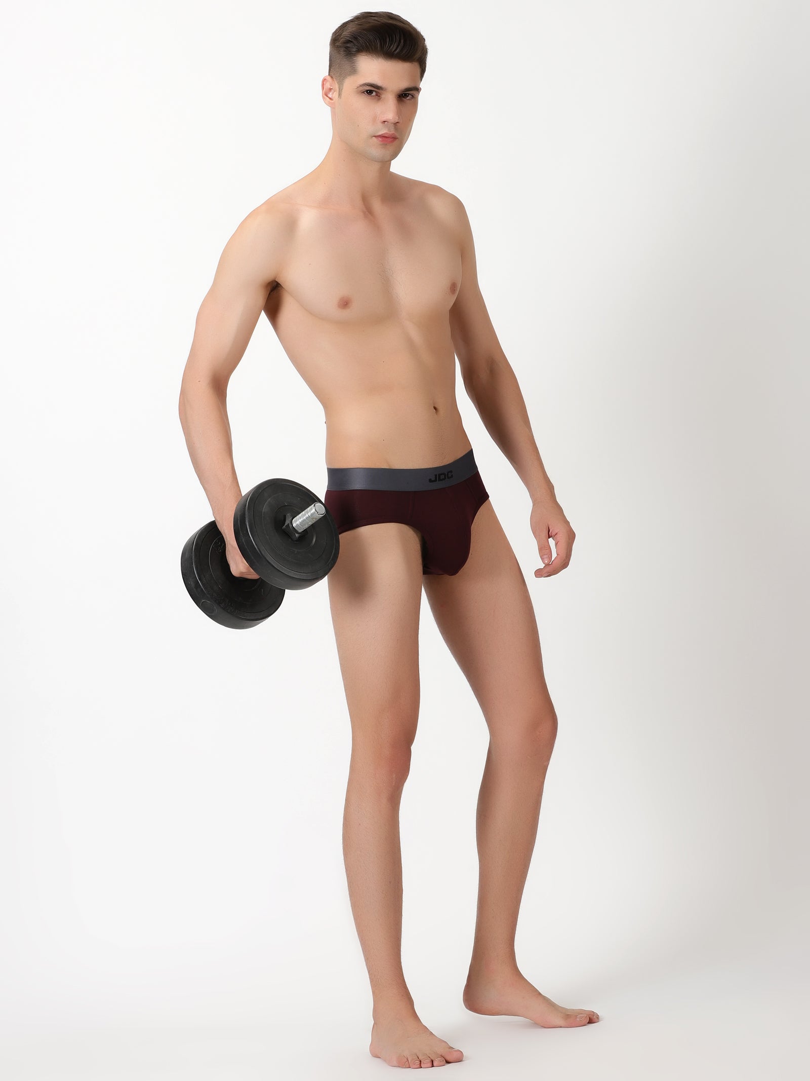 MEN'S MAROON SOLID REGULAR FIT BRIEF