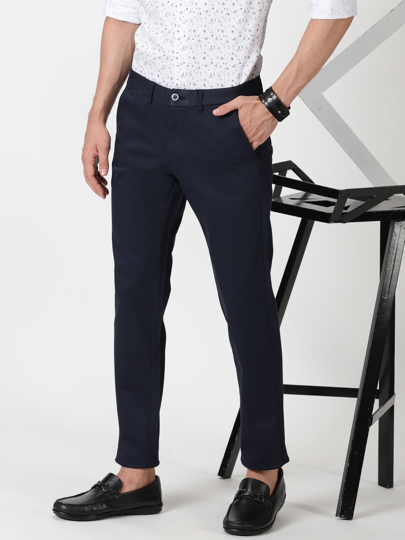 Living Legend Men Zaffre Blue Printed Slim fit Low Rise Stretch Casual–  Living Legend Jeans