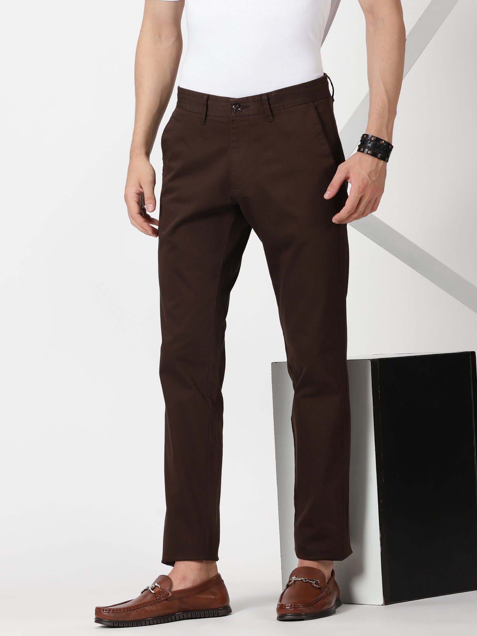 Buy Dark Brown Trousers & Pants for Men by NETPLAY Online | Ajio.com