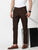 MEN'S COFFEE BROWN SOLID JASON FIT TROUSER