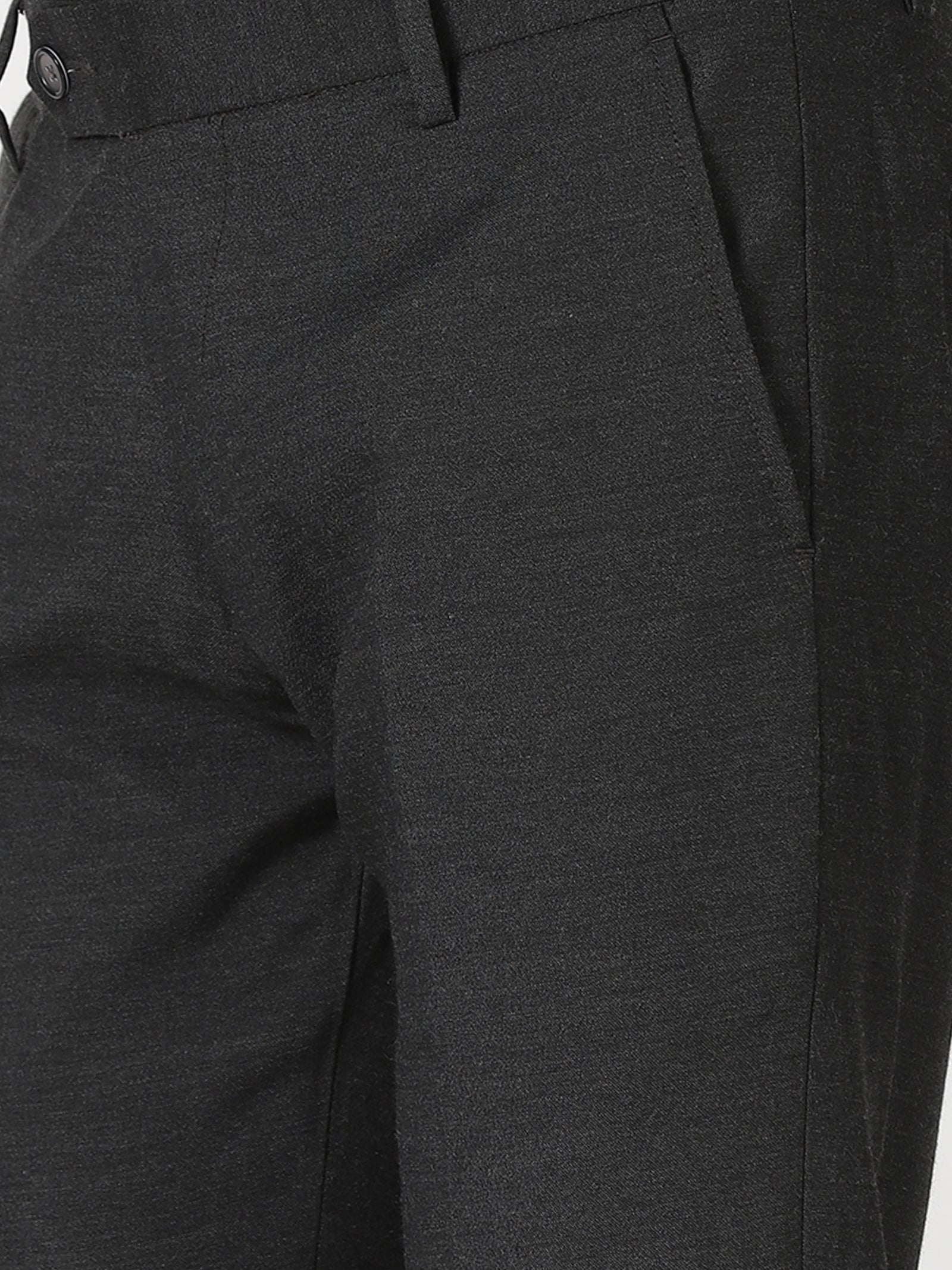 MEN'S BLACK SOLID TAPERED FIT TROUSER