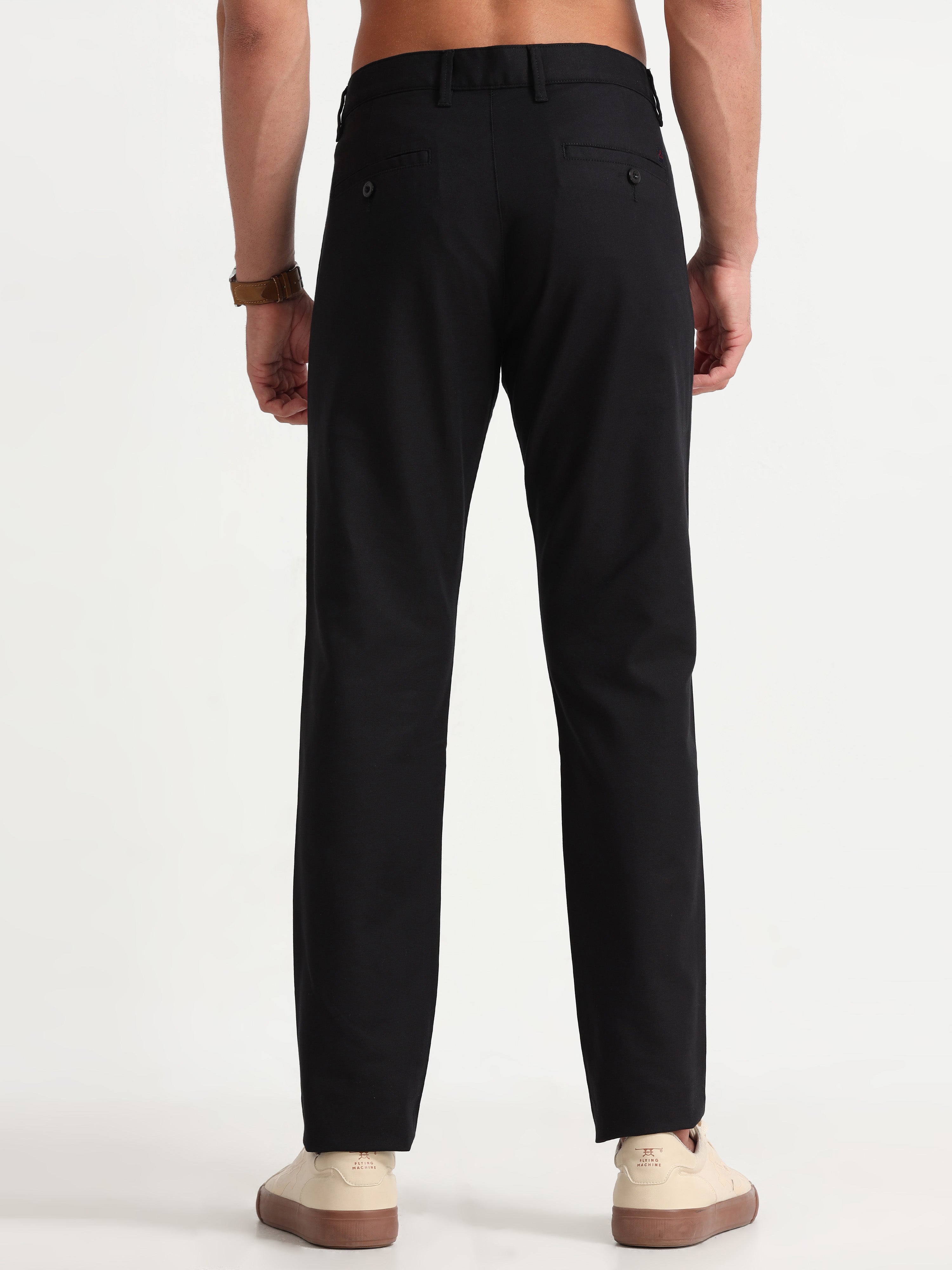 MEN'S BLACK SOLID SLIM FIT TROUSER