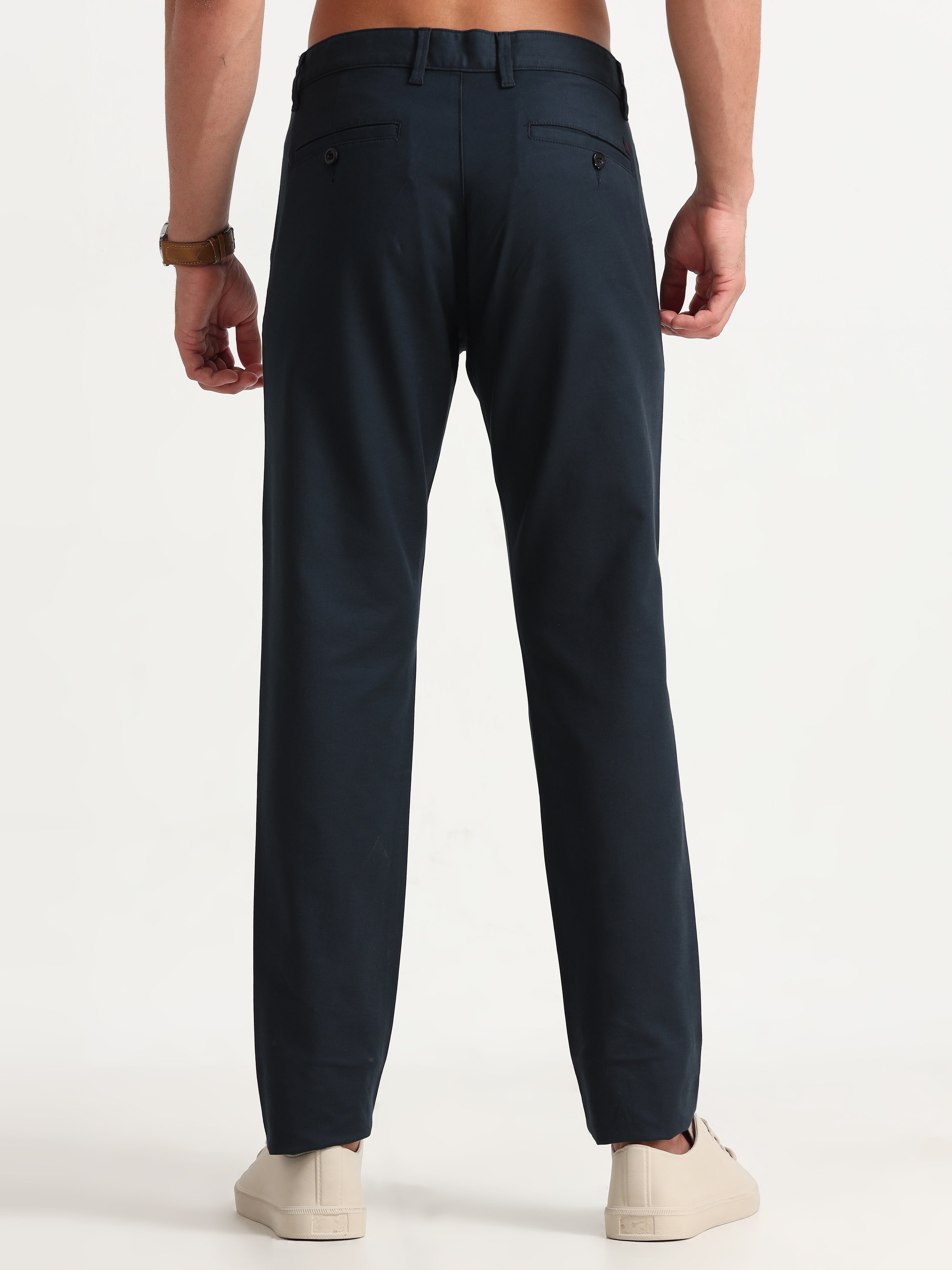 MEN'S NAVY SOLID SLIM FIT TROUSER