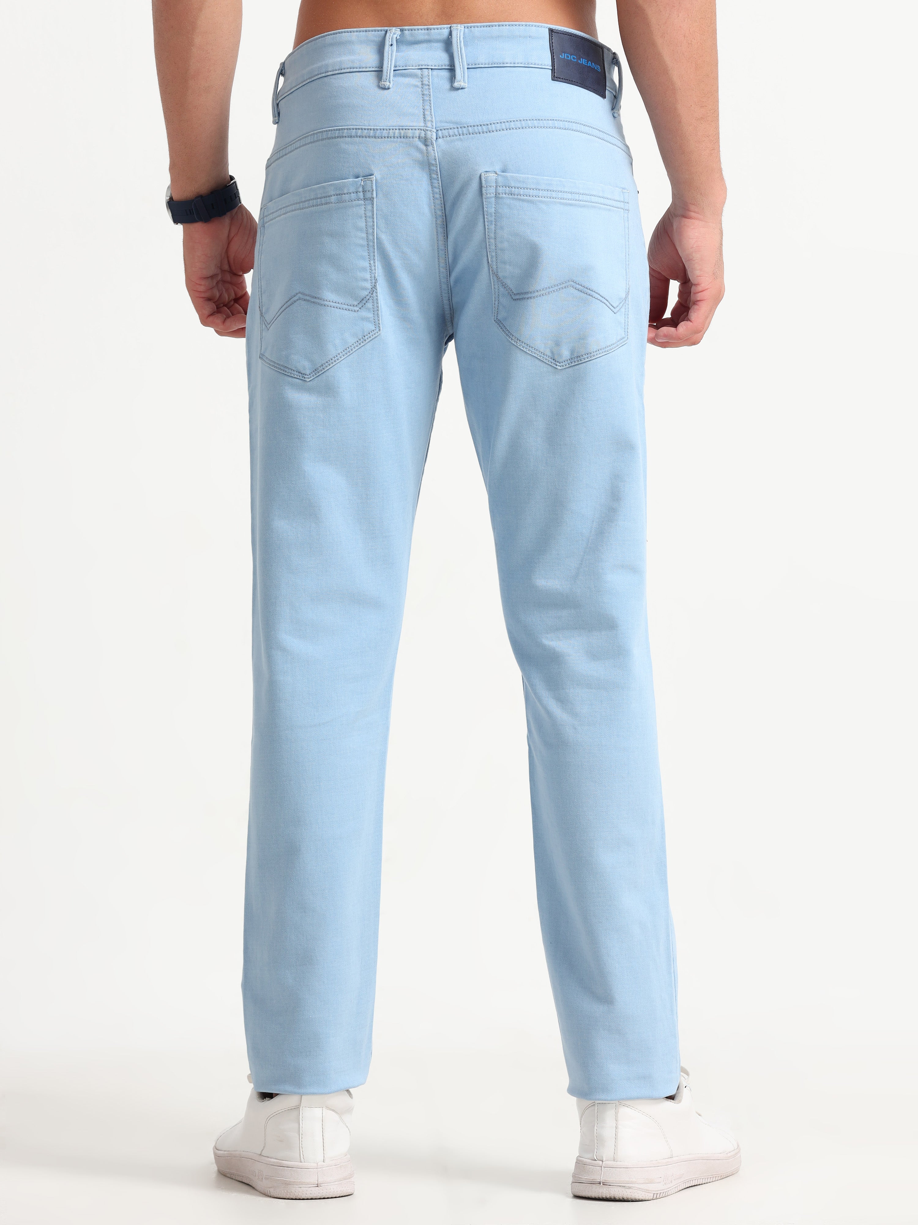 MEN'S BLUE SOLID SLIM FIT JEANS