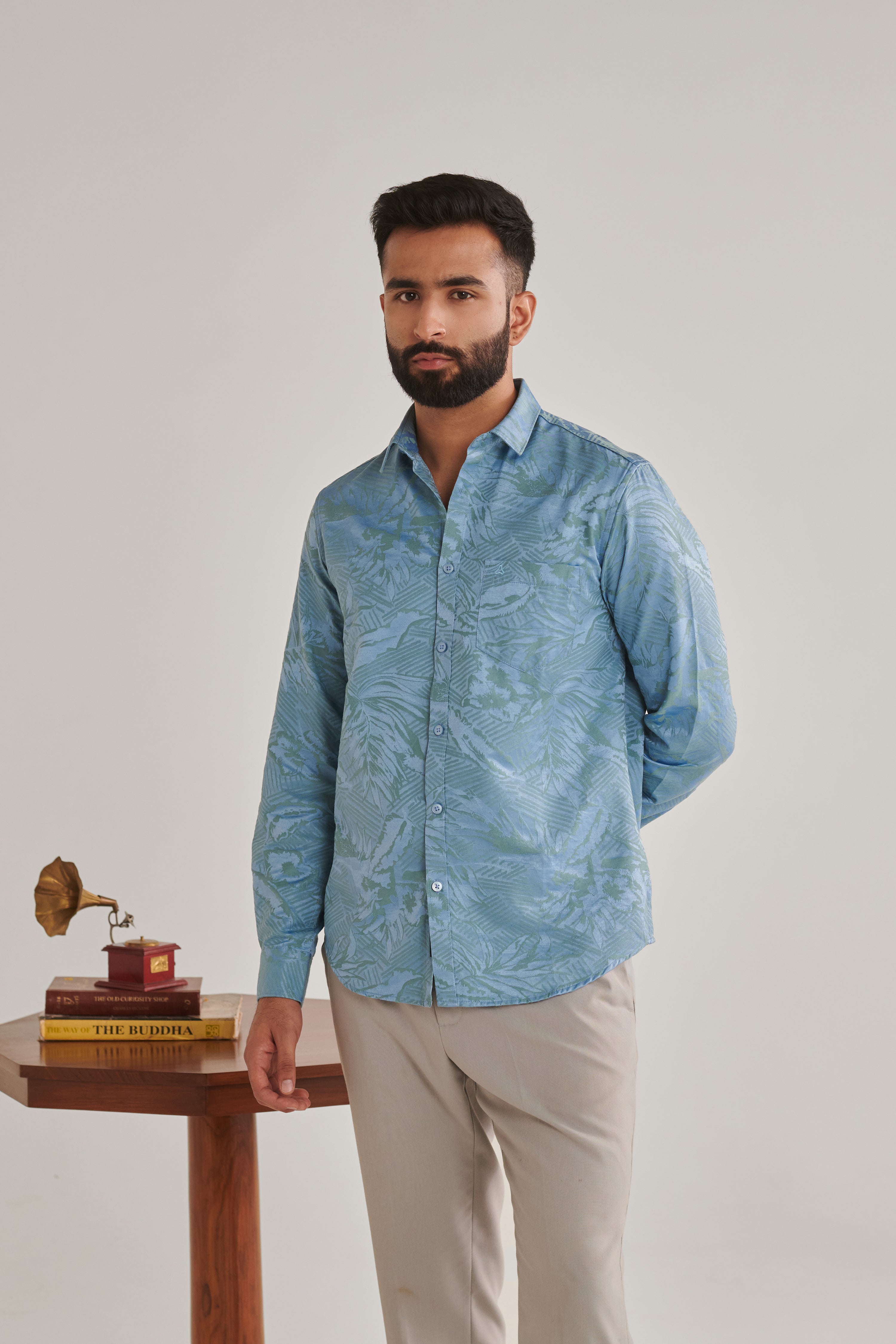 MEN'S BLUE PRINT SLIM FIT SHIRT