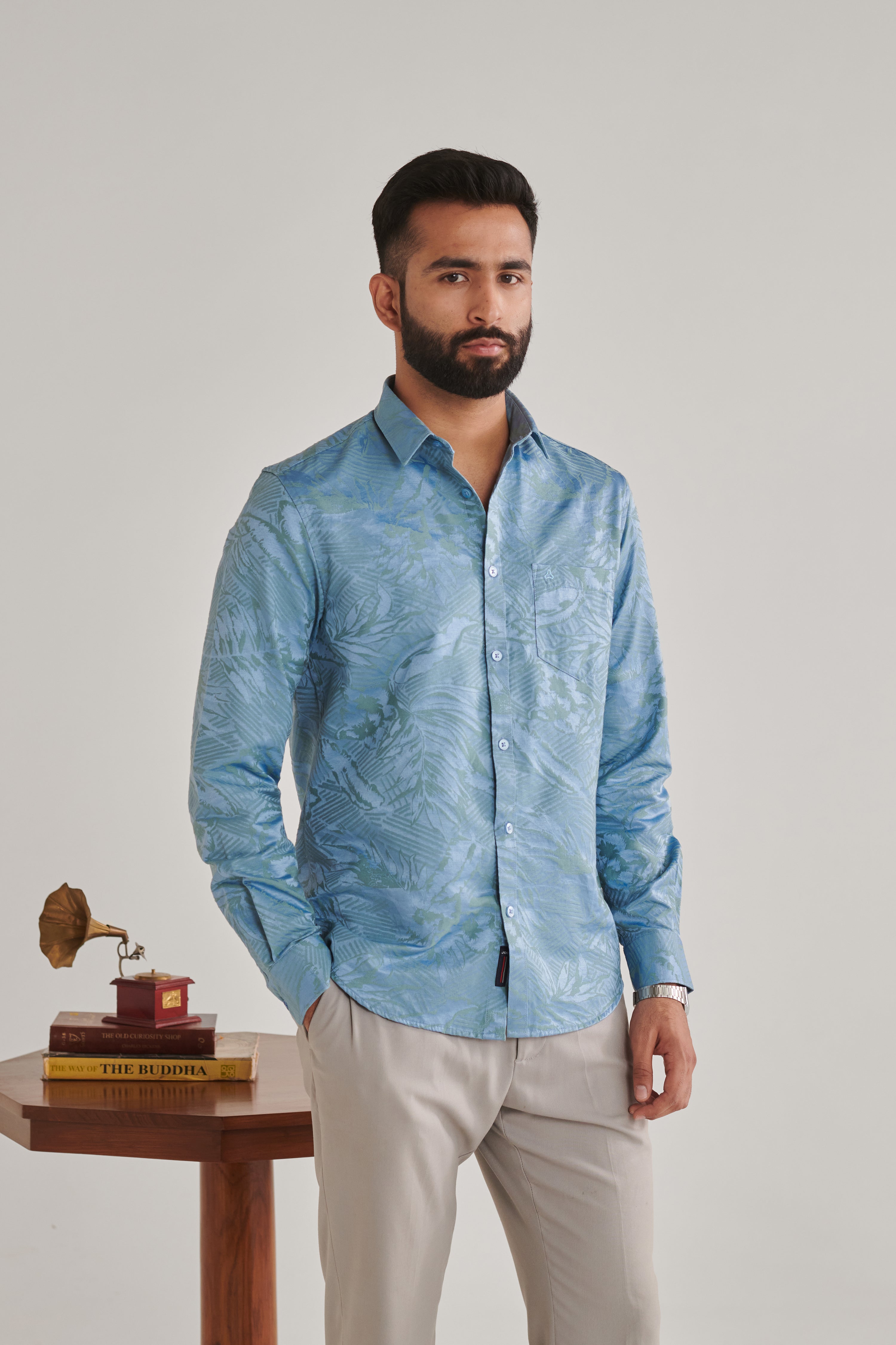 MEN'S BLUE PRINT SLIM FIT SHIRT