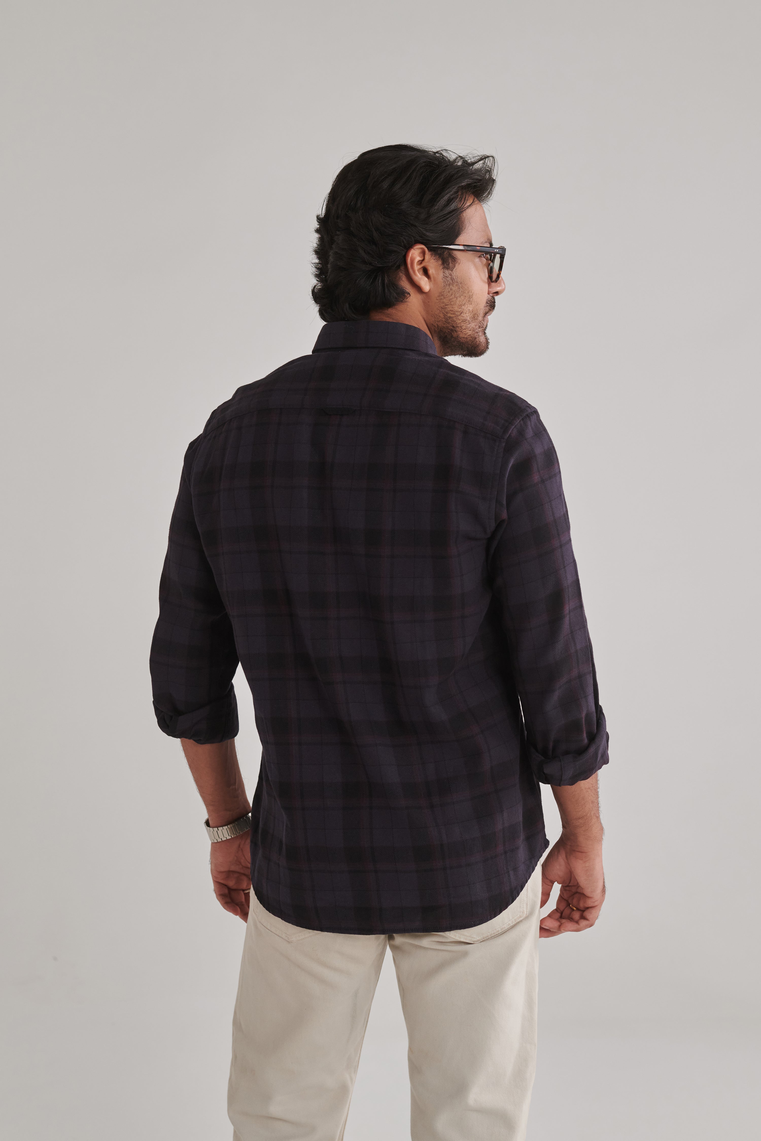 MEN'S BLACK CHECKS SLIM FIT SHIRT