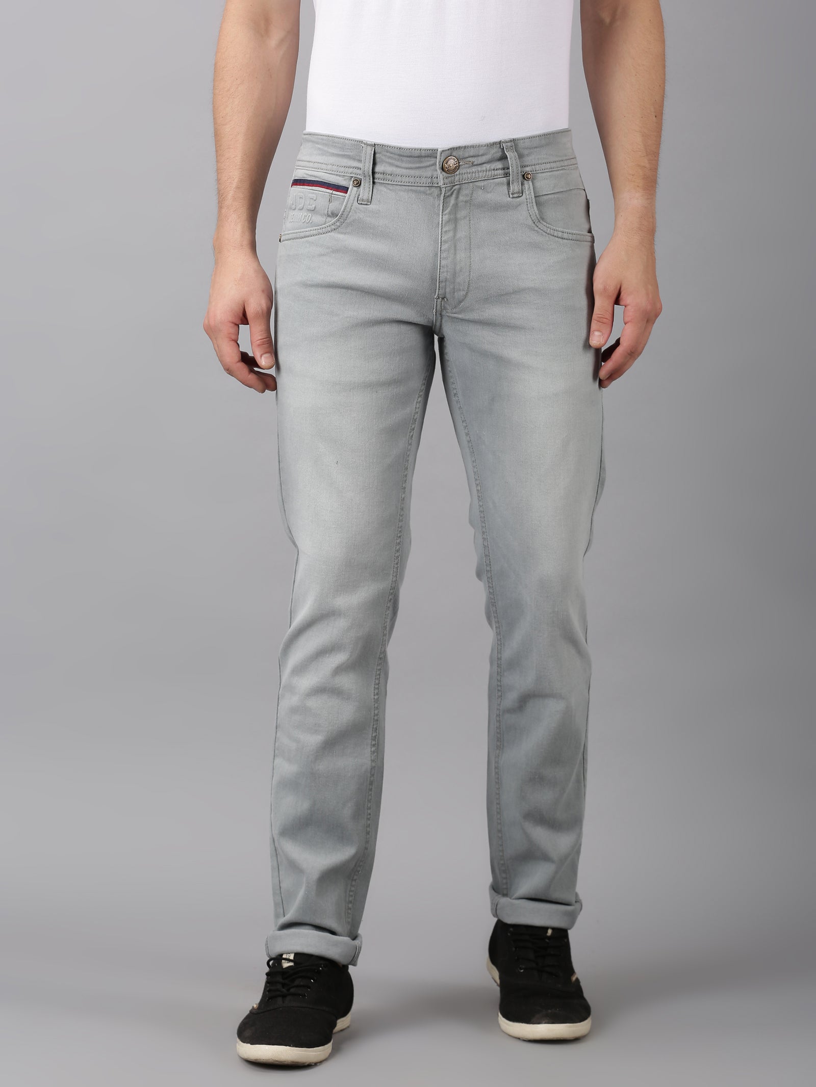 MEN'S LIGHT GREY FADED WASH SLIM FIT JEANS – JDC Store Online Shopping