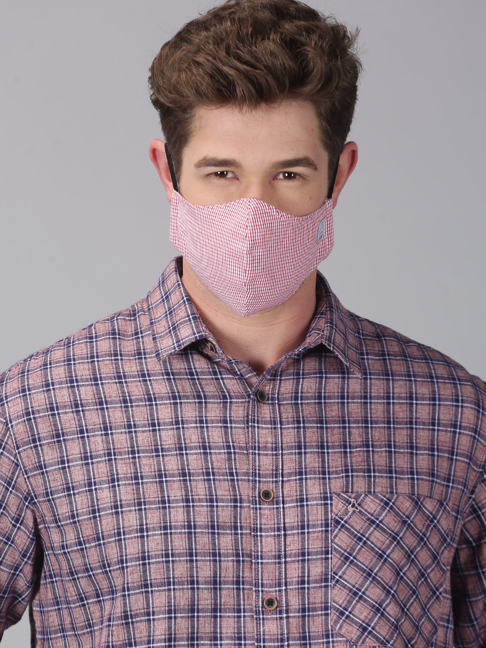 MEN'S RED & BLUE CHECKS COMBO ODOURLESS MASK