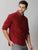 MEN'S RED CHECKED STRIPES SLIM FIT SHIRT