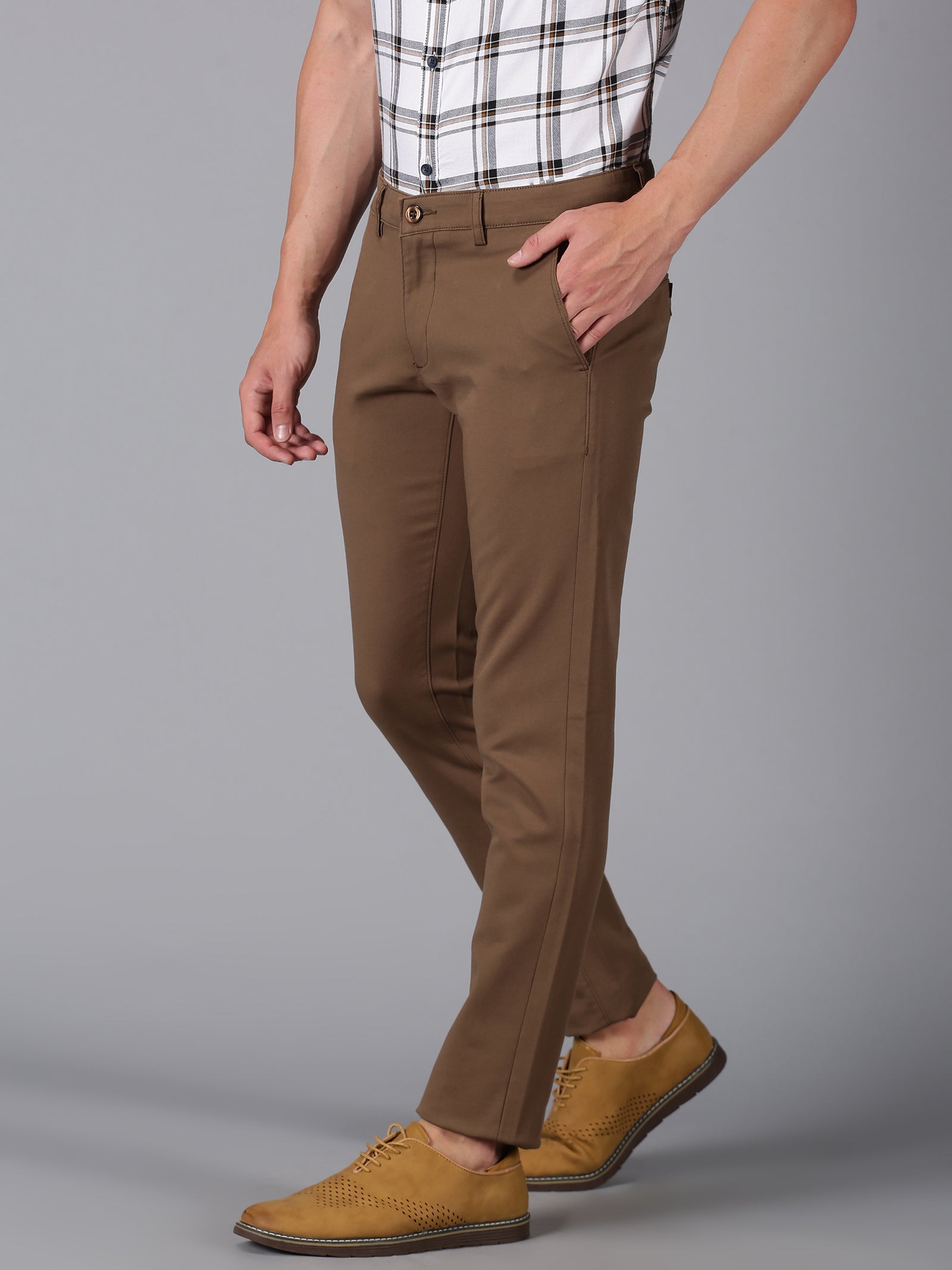 Organic Cotton Stretch Chino in Chocolate Brown Comfort Fit
