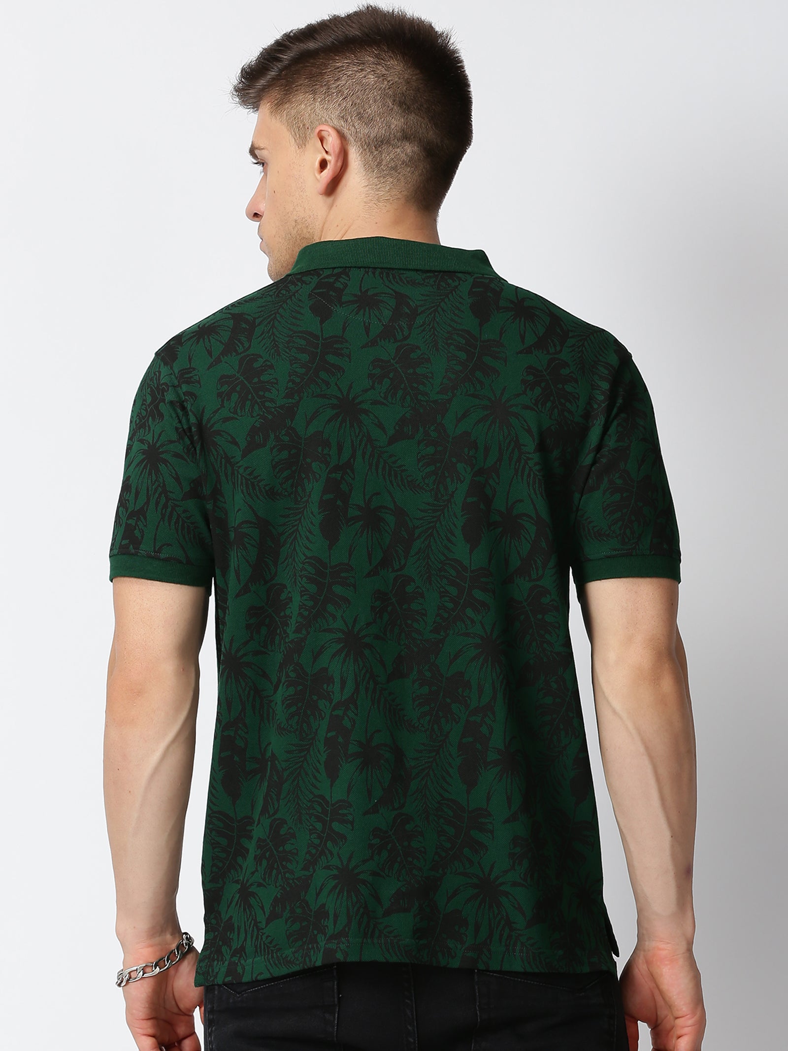 MEN'S GREEN PRINT SLIM FIT T-SHIRT