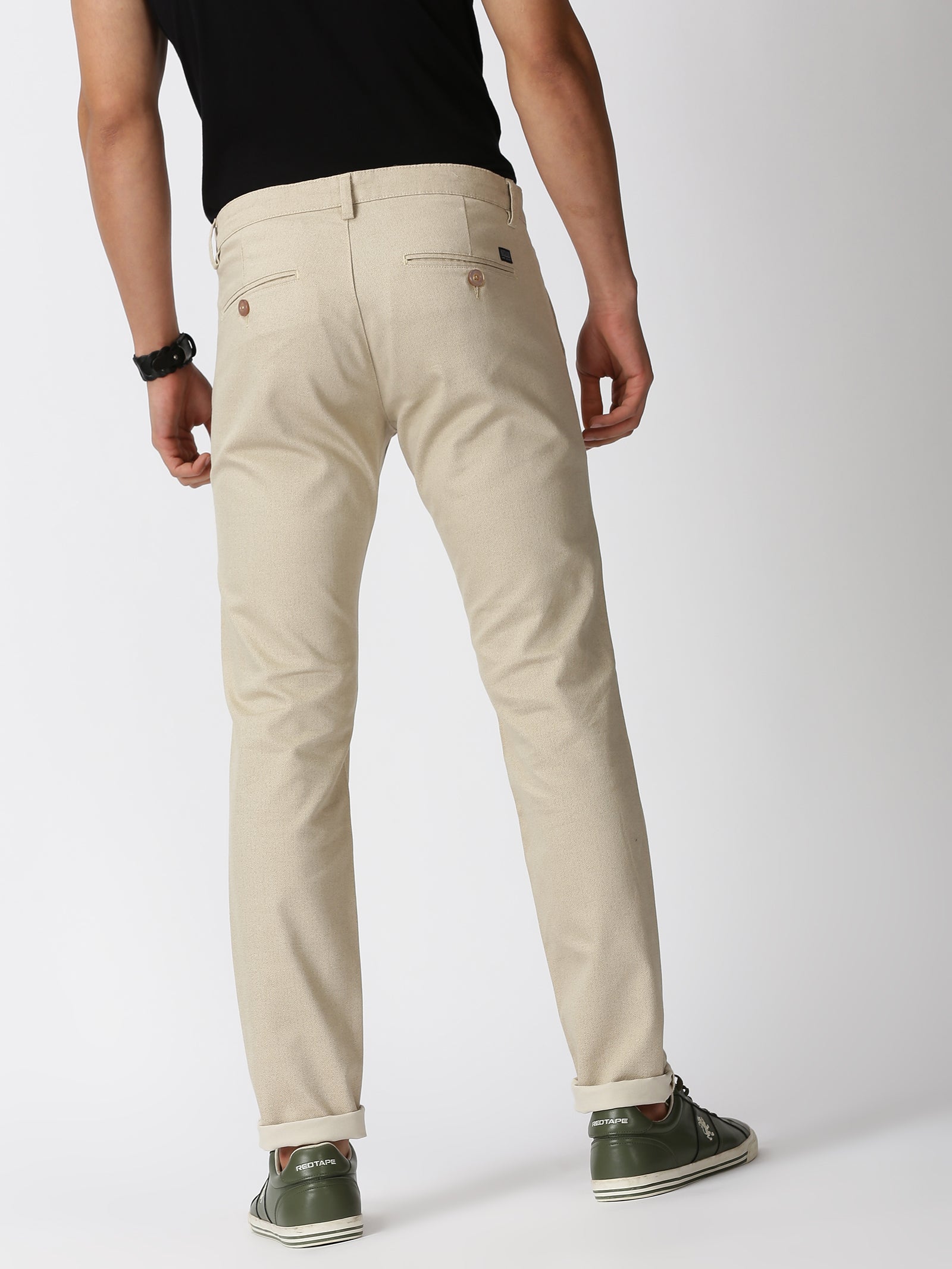 Buy Red Tape Men Khaki Solid Casual Trousers - Trousers for Men 1828361 |  Myntra